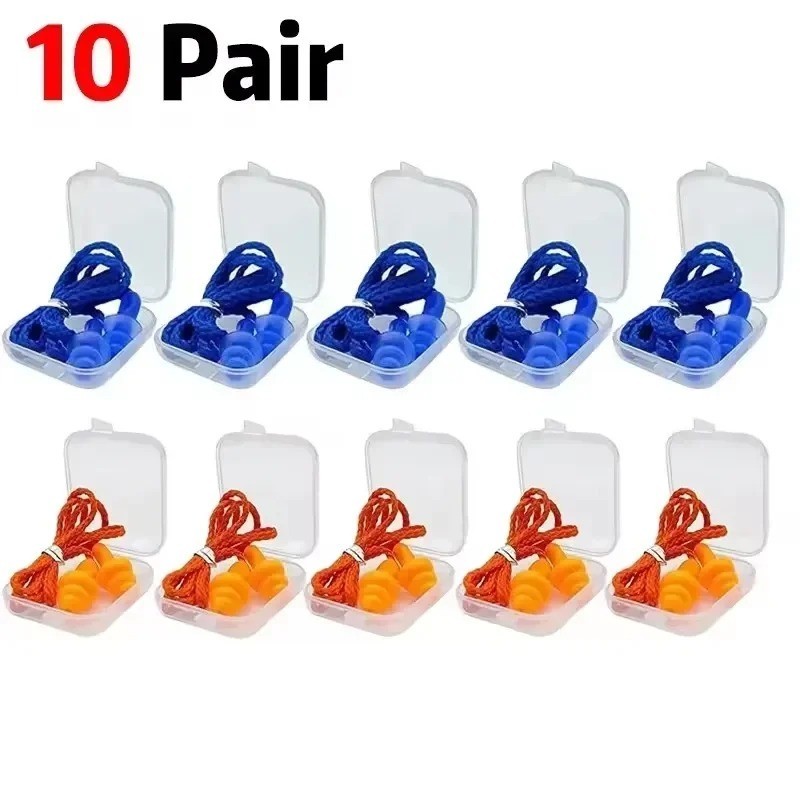 Corded Ear Plugs Soft Silicone Reusable Earplugs Noise Cancelling Safe Hearing