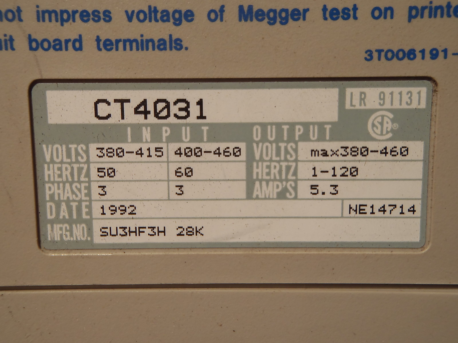 CT4031 Accu Flow JR Westinghouse Adjustable Frequency Control