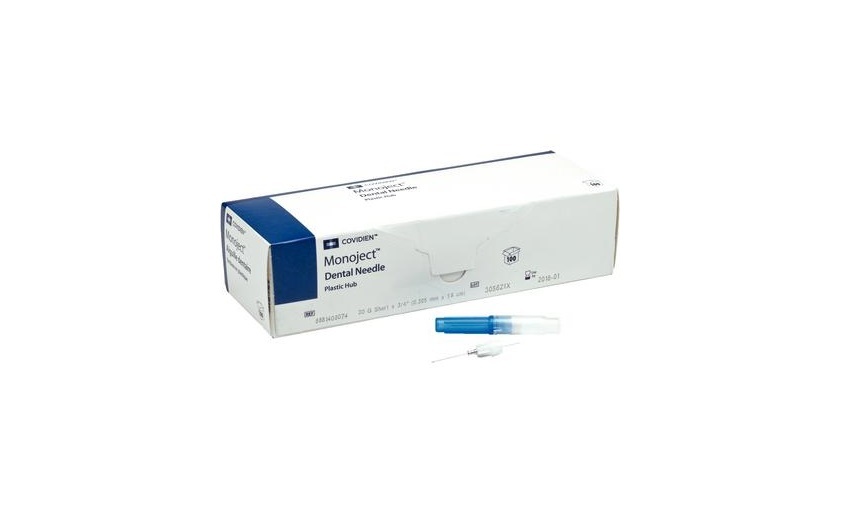 100 Monoject Kendall METAL Hub Dental Medical Needles 30G Blue Short New