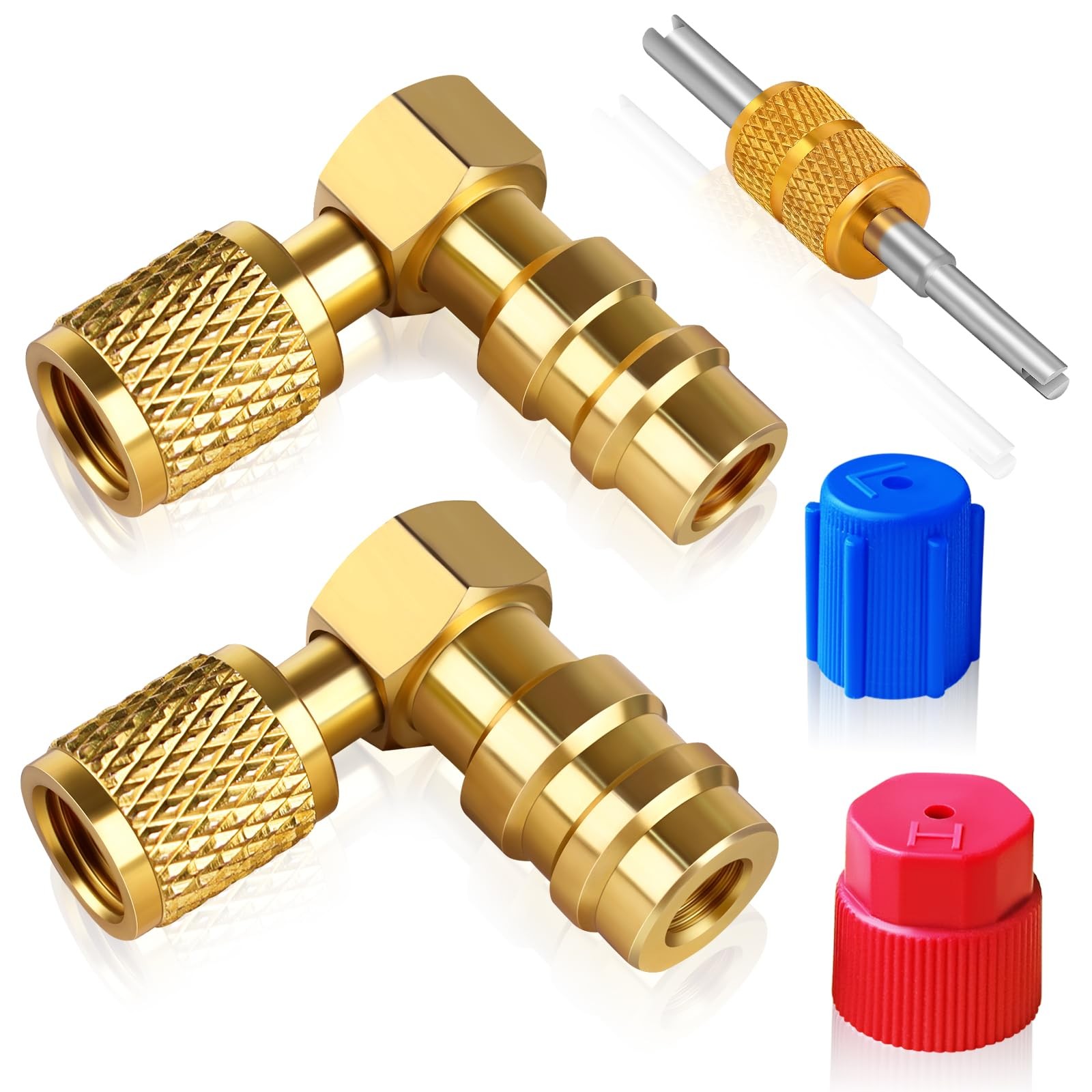 FANOVO 90° R12 to R134a Adapter, High & Low Pressure Conversion…
