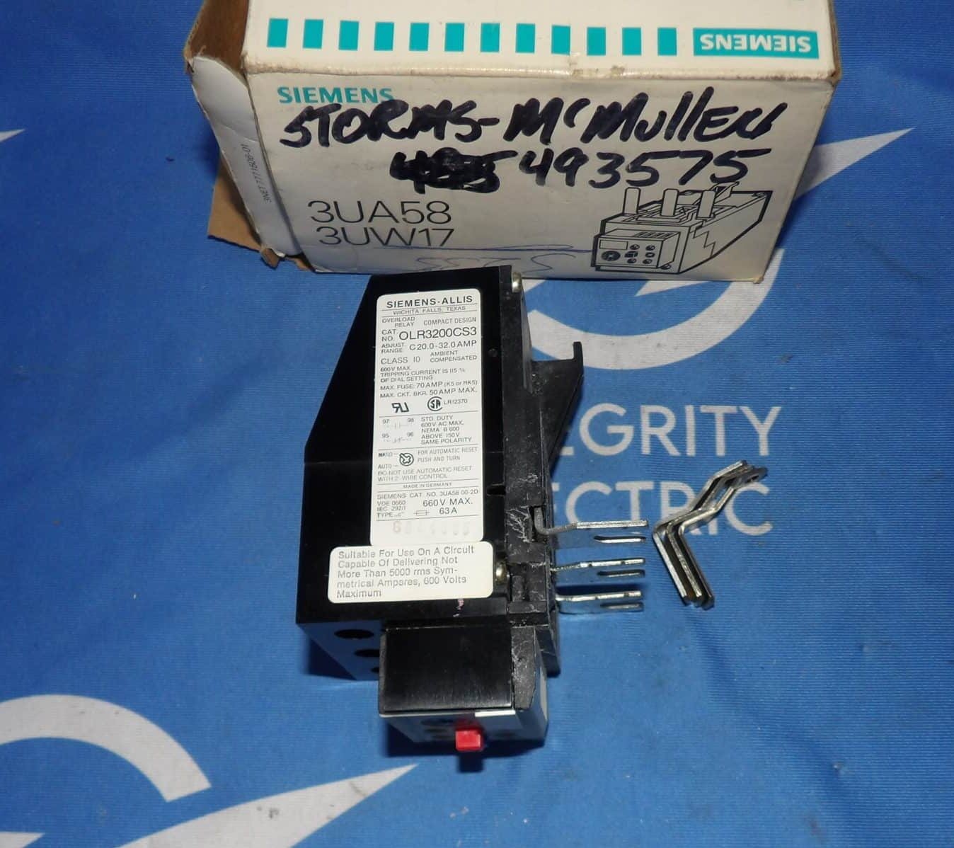 NIB Siemens OLR3200CS3 20.0-32.0A Overload Relay + 1 Year Warranty