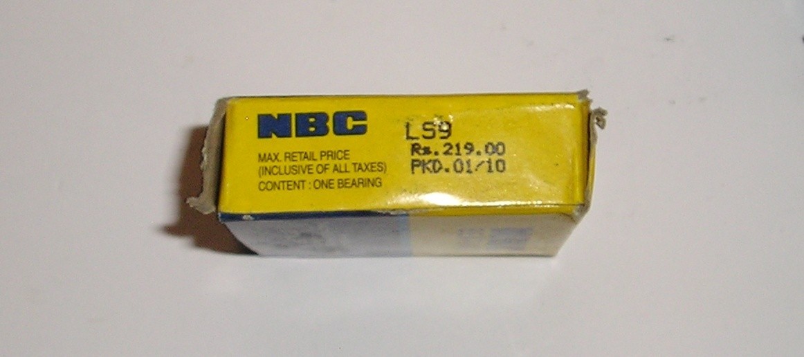 NBC brand LS9 deep grooved ball bearing, size .872 x 20.0 x .562