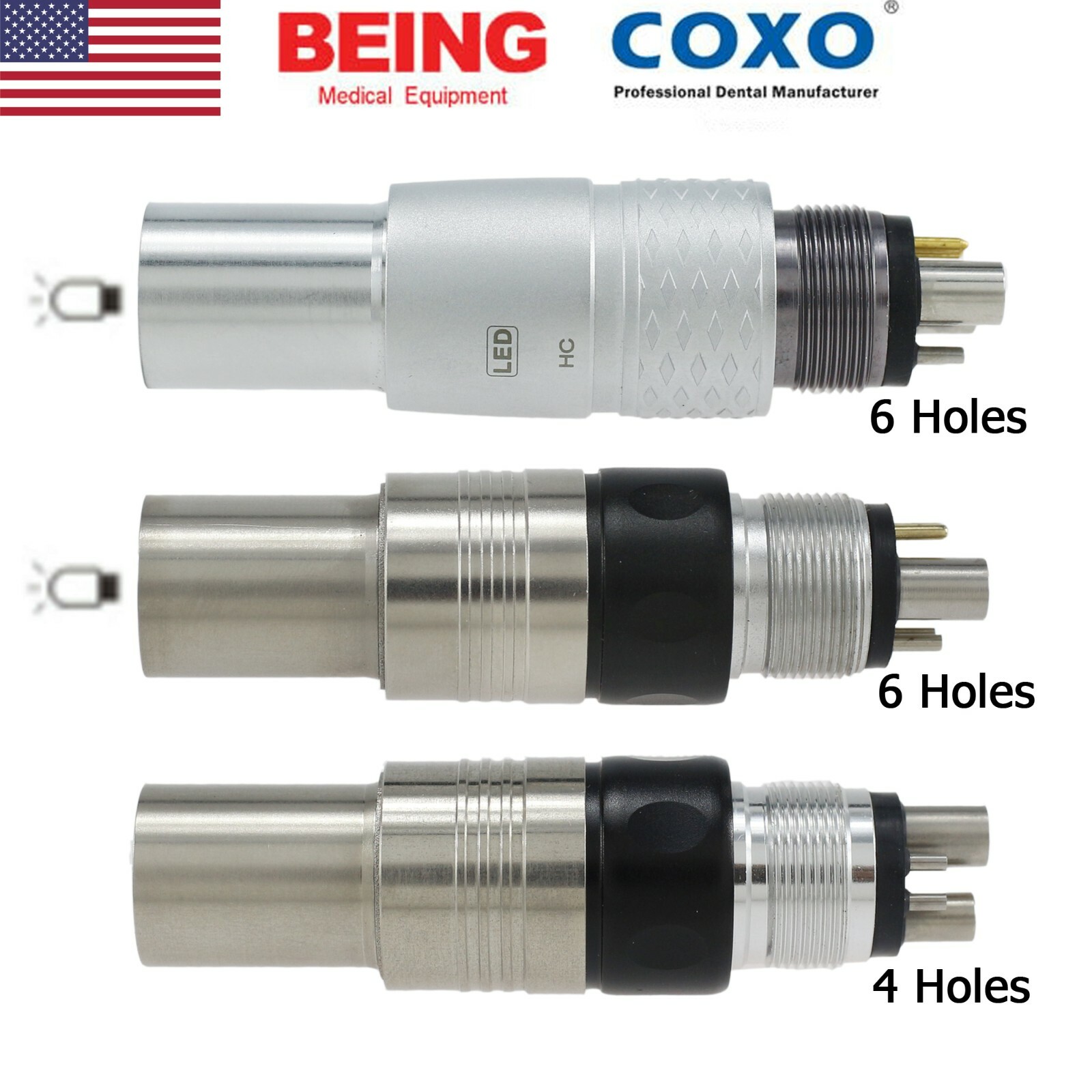 COXO BEING Dental Coupling Fiber Optic LED 6 Pin 4 Hole NSK Phatelus/Machlite