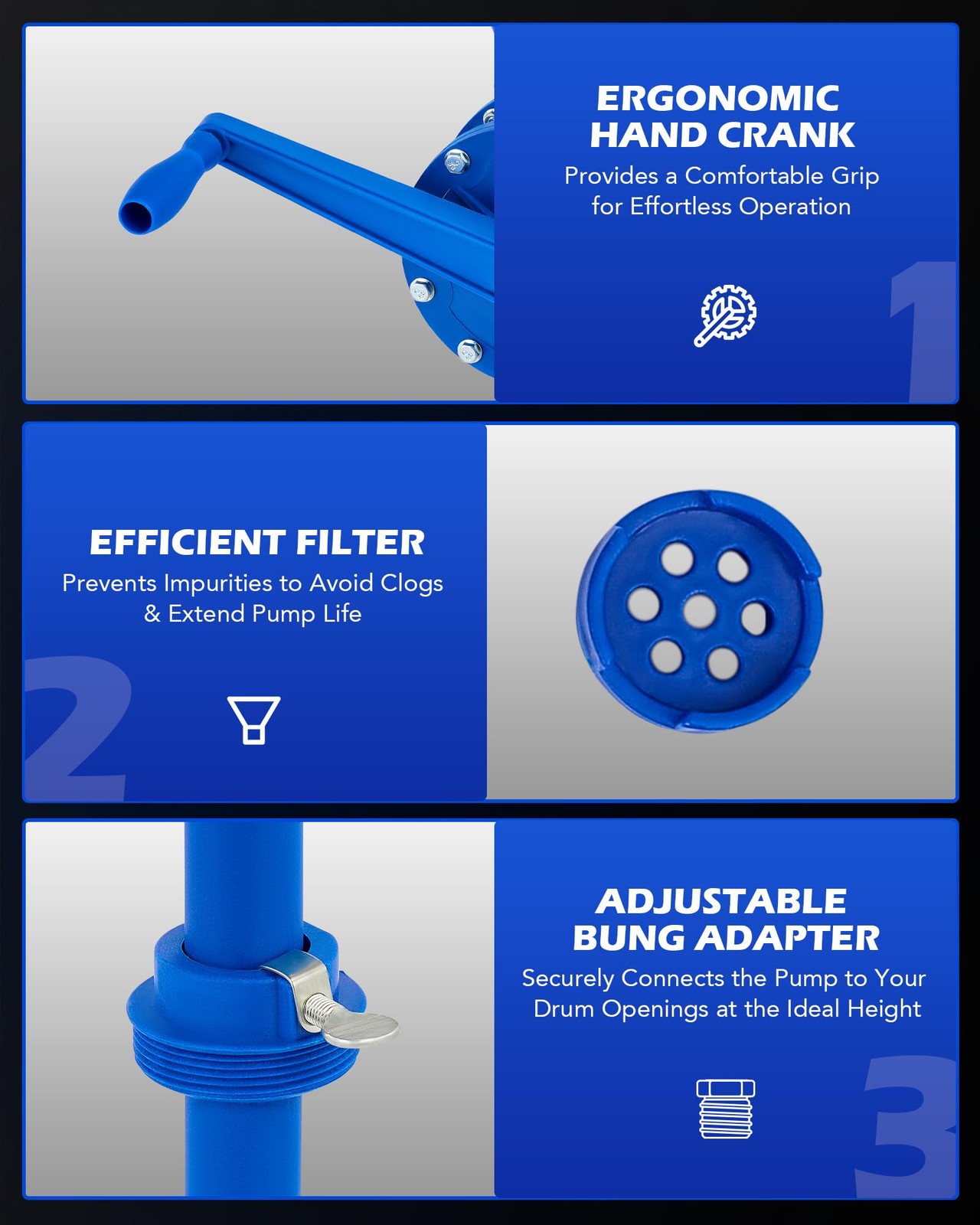 Drum Pump 55 Gallon Rotary Barrel Pump for Chemicals and Acidic Solutions