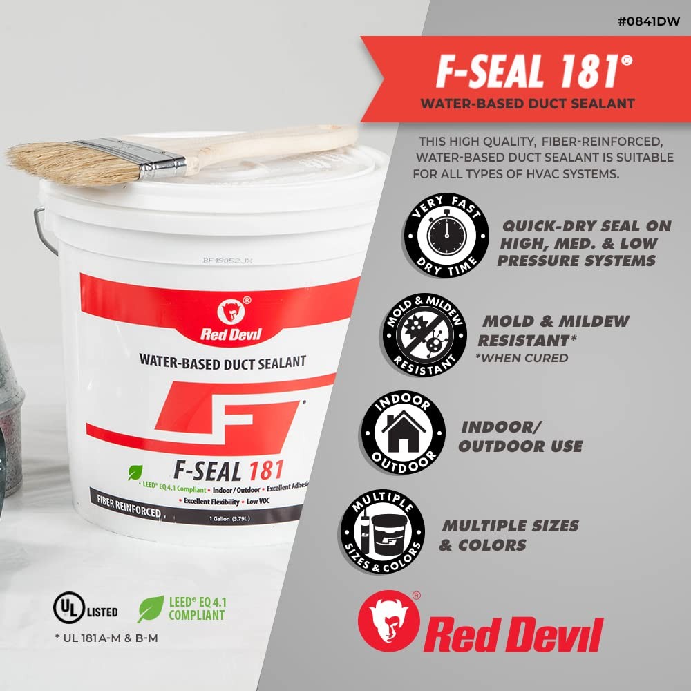 Red Devil F~Seal 181 Fiber Reinforced Duct Sealant 1 Gallon Gray