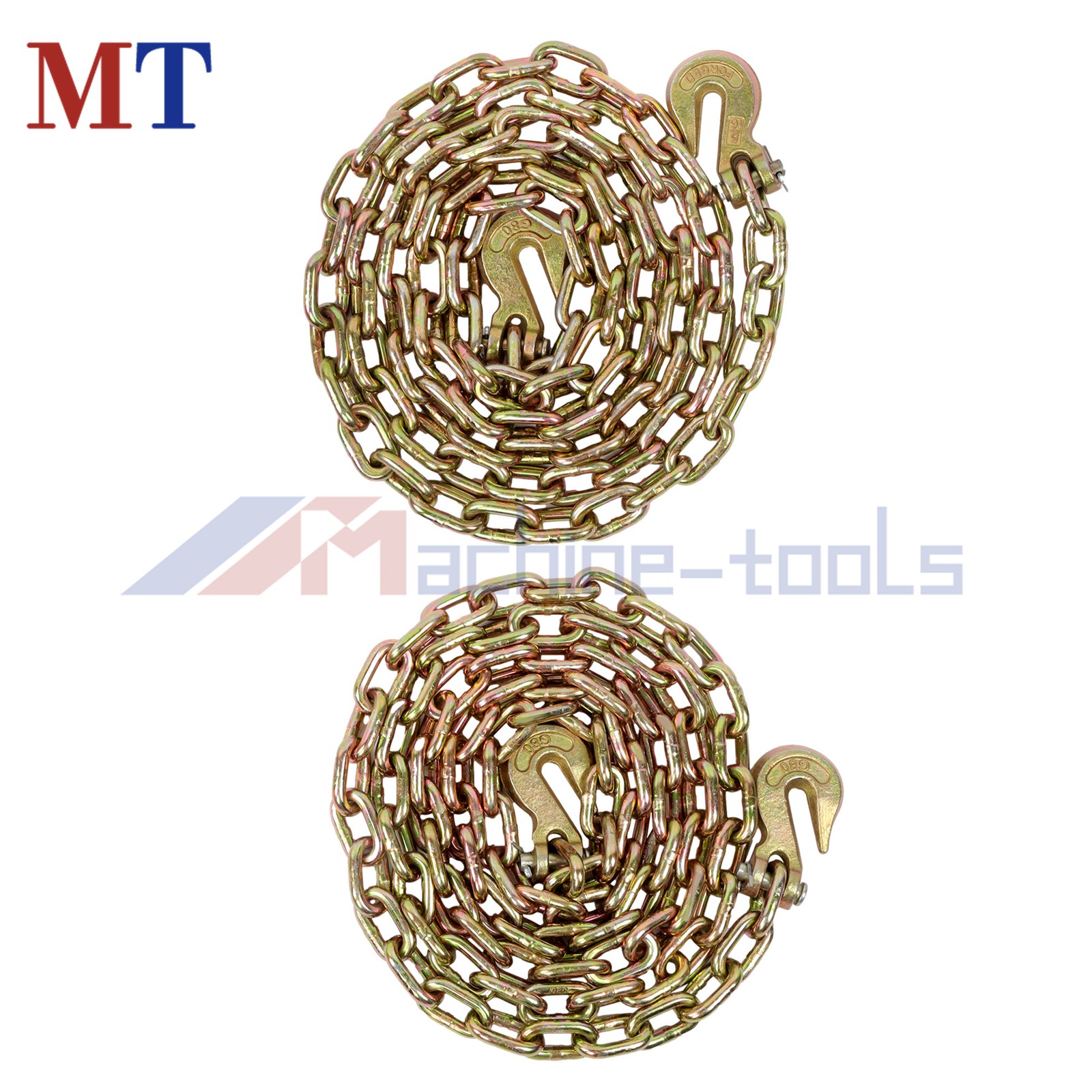 2 Pack G80 Transport Binder Chain 5/16in x10.3ft 4900lbs Safe Working Load
