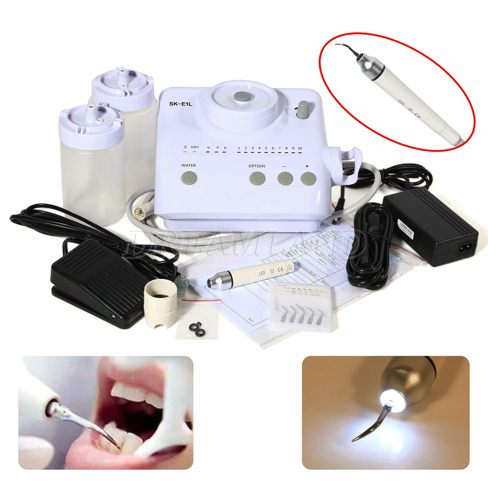 Dental Piezo Ultrasonic Scaler 2 Bottles fit EMS Cavitron LED Handpiece & Tips
