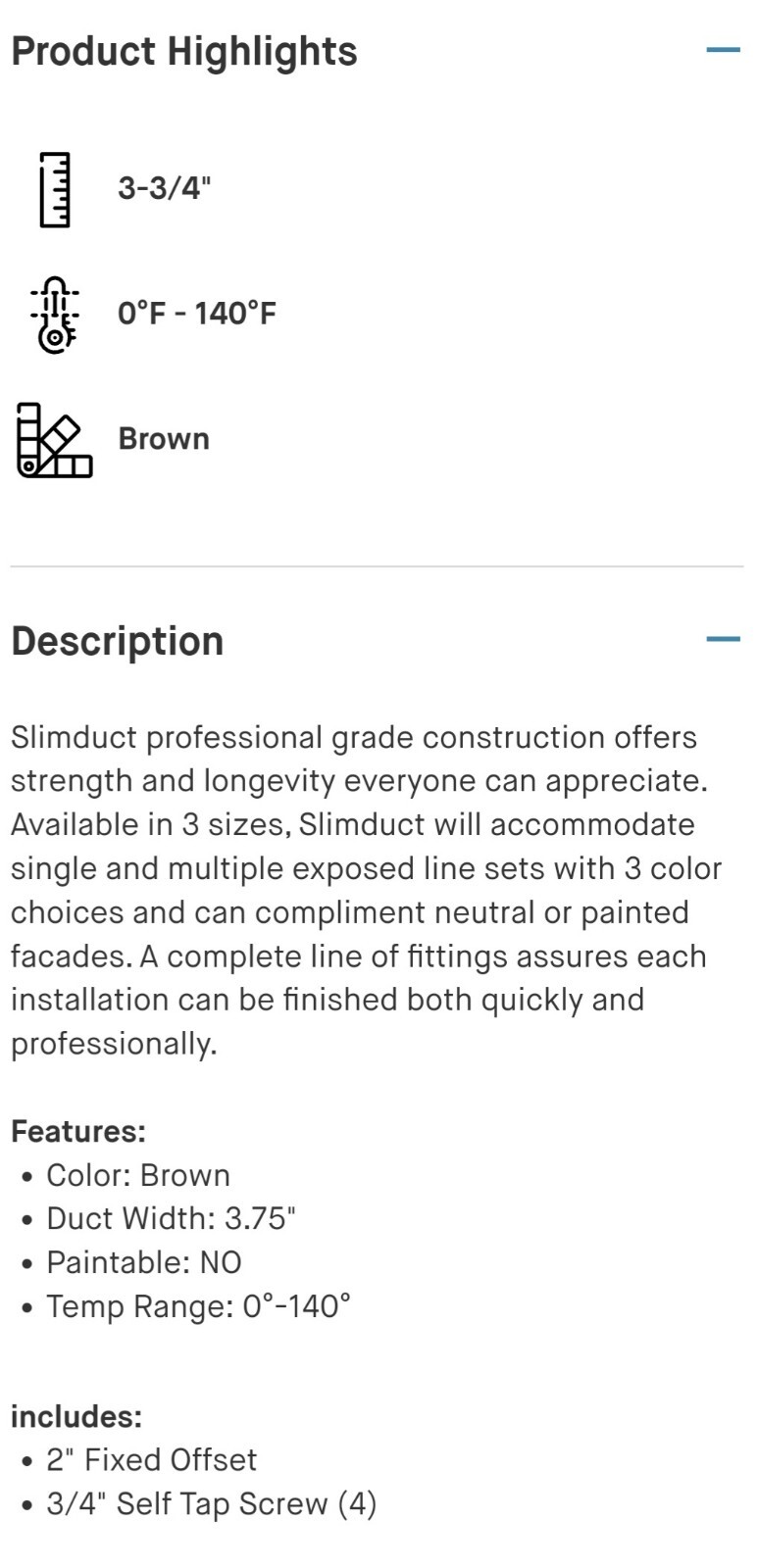 SLIMDUCT FIXED OFFSET ( BROWN ) ( 3.75″ X 2″ ) SKU: 85478