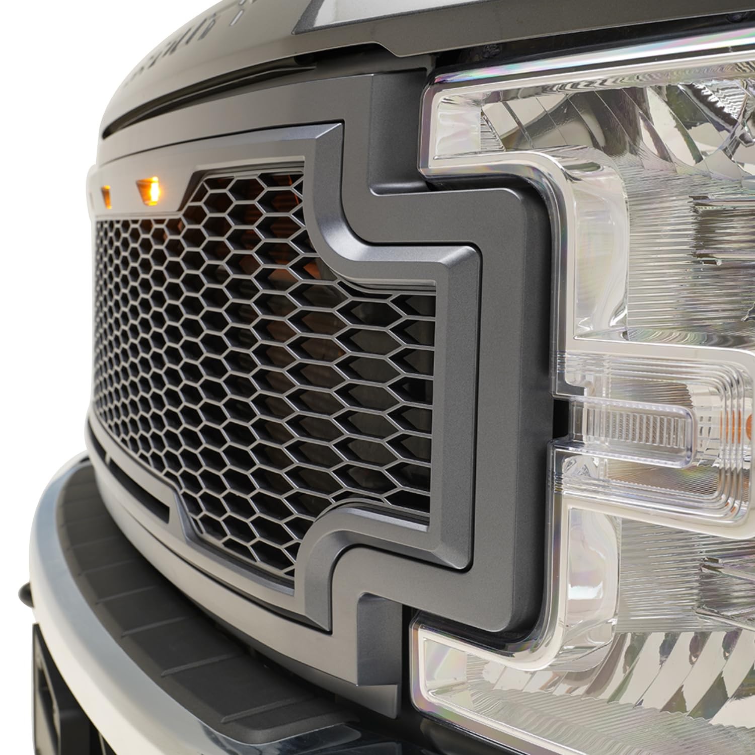 HONEYCOMB MESH GRILL FRONT GRILLE FOR 2017-2019 Ford Super Duty METALLIC GRAY