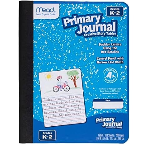 Mead Primary Journal Creative Story Tablet, K-2, 100 Sheets, Blue (09554)
