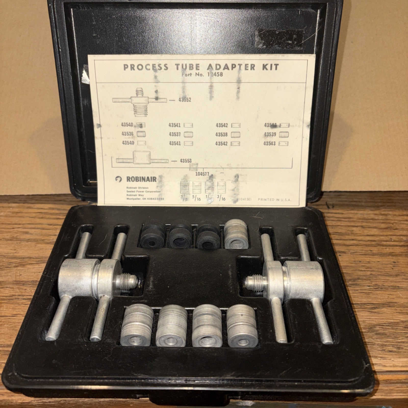 Robinair Process Tube Adapter Kit 12458 Missing Pieces