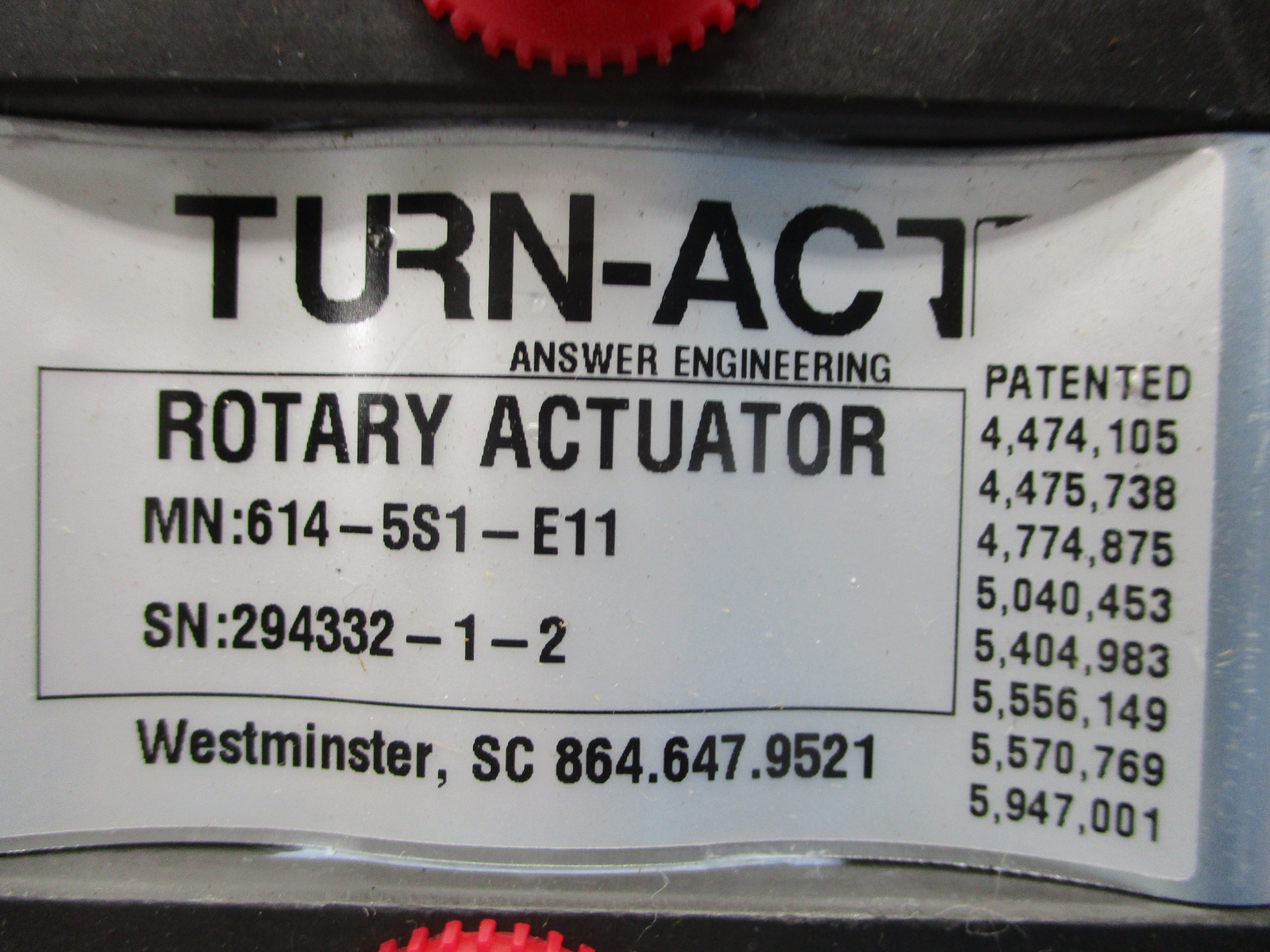 TURN-ACT 614-5S1-E11 ACTUATOR NSNP