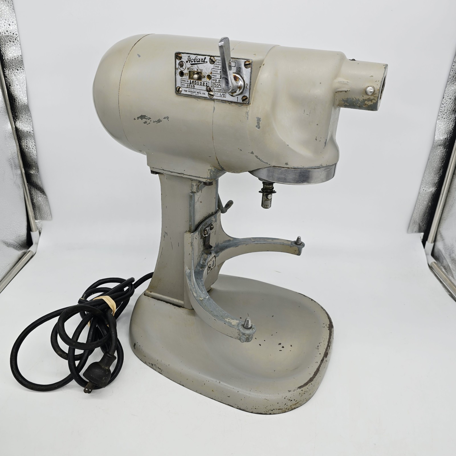 Hobart N50 Commercial Mixer 5 Quart Model N-50 Gray 3-Speed W/ Bowl Attachments