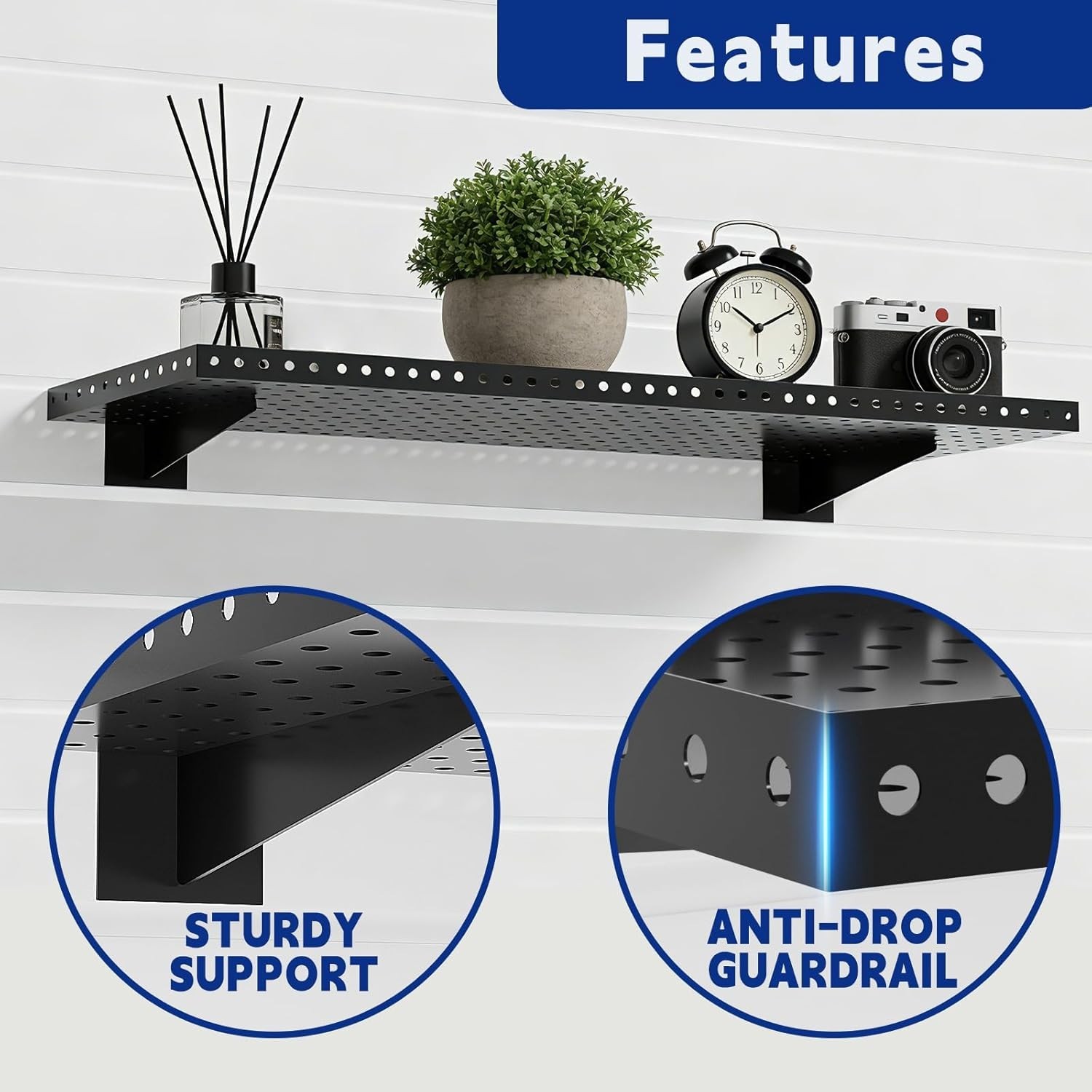 Heavy Duty Slatwall Shelf 24x12Inch, Steel Slatwall Accessories Storage Rack for