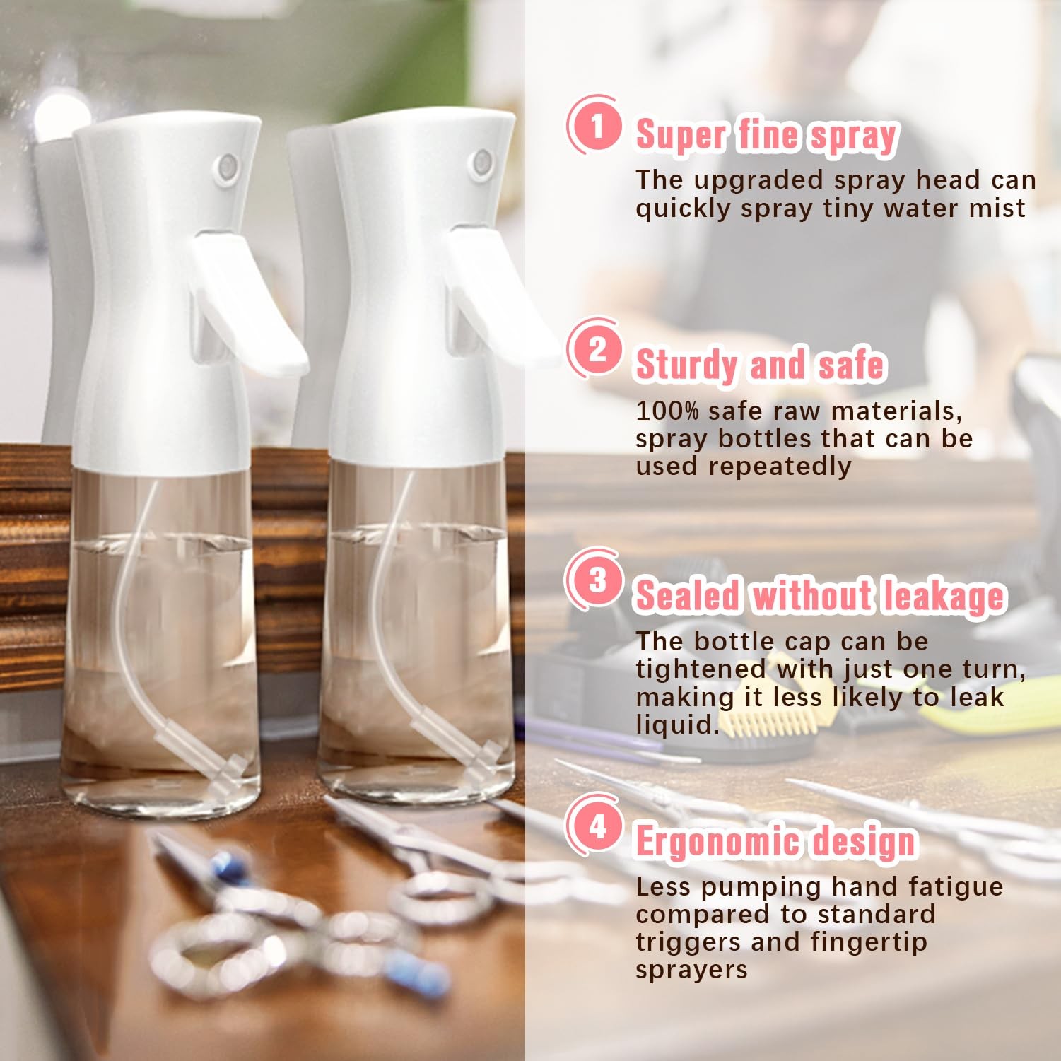 Apidgrowth Continuous Spray Bottle,Hair 6.8 Ounces, White-2 Pcs