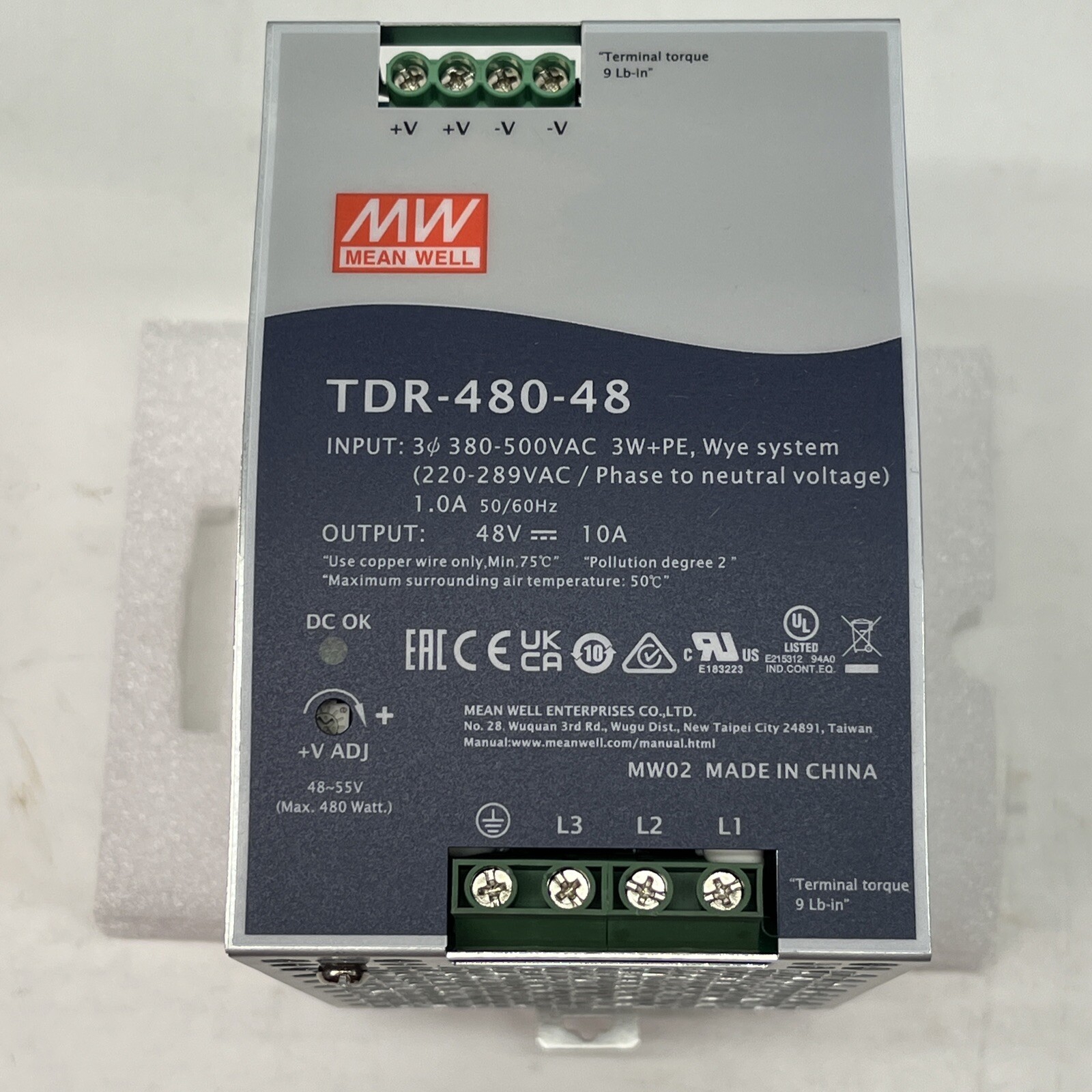Mean Well TDR-480-48 AC/DC DIN Rail Supply 48V 480W | USA Seller | NEW