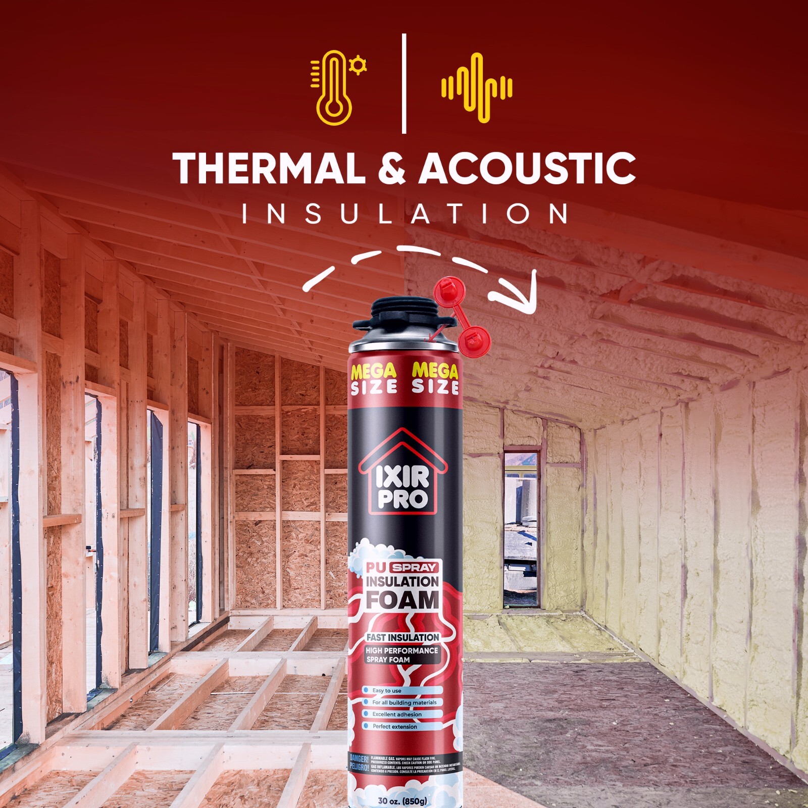 Spray Foam Insulation Kit (1 PK Kit-30oz) Expanding Sealant, Spray Foam