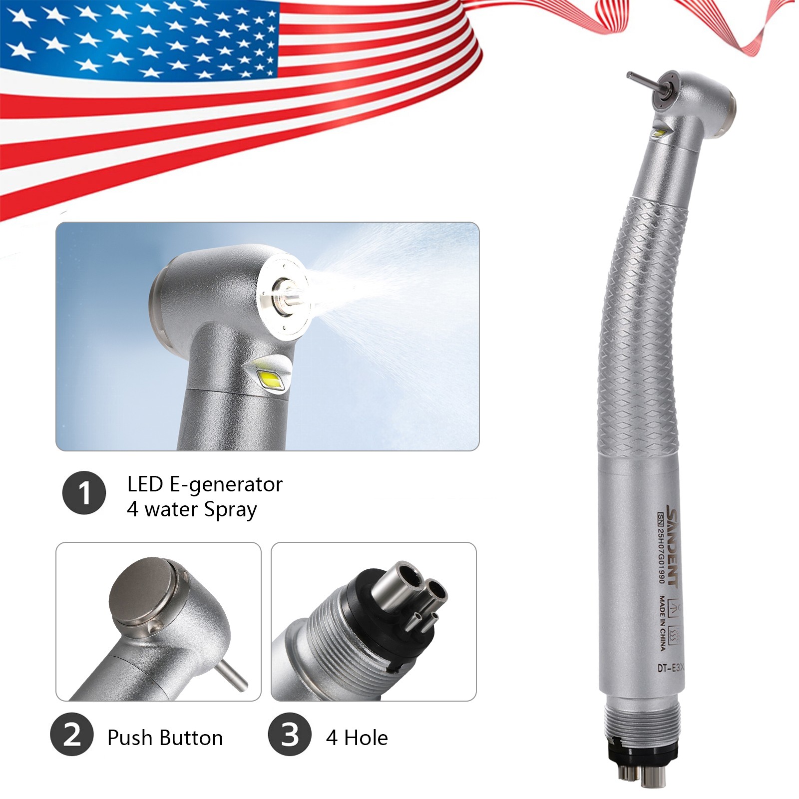 Dental LED handpiece integrate E-generator Handpiece 4H 4 water spray Electric