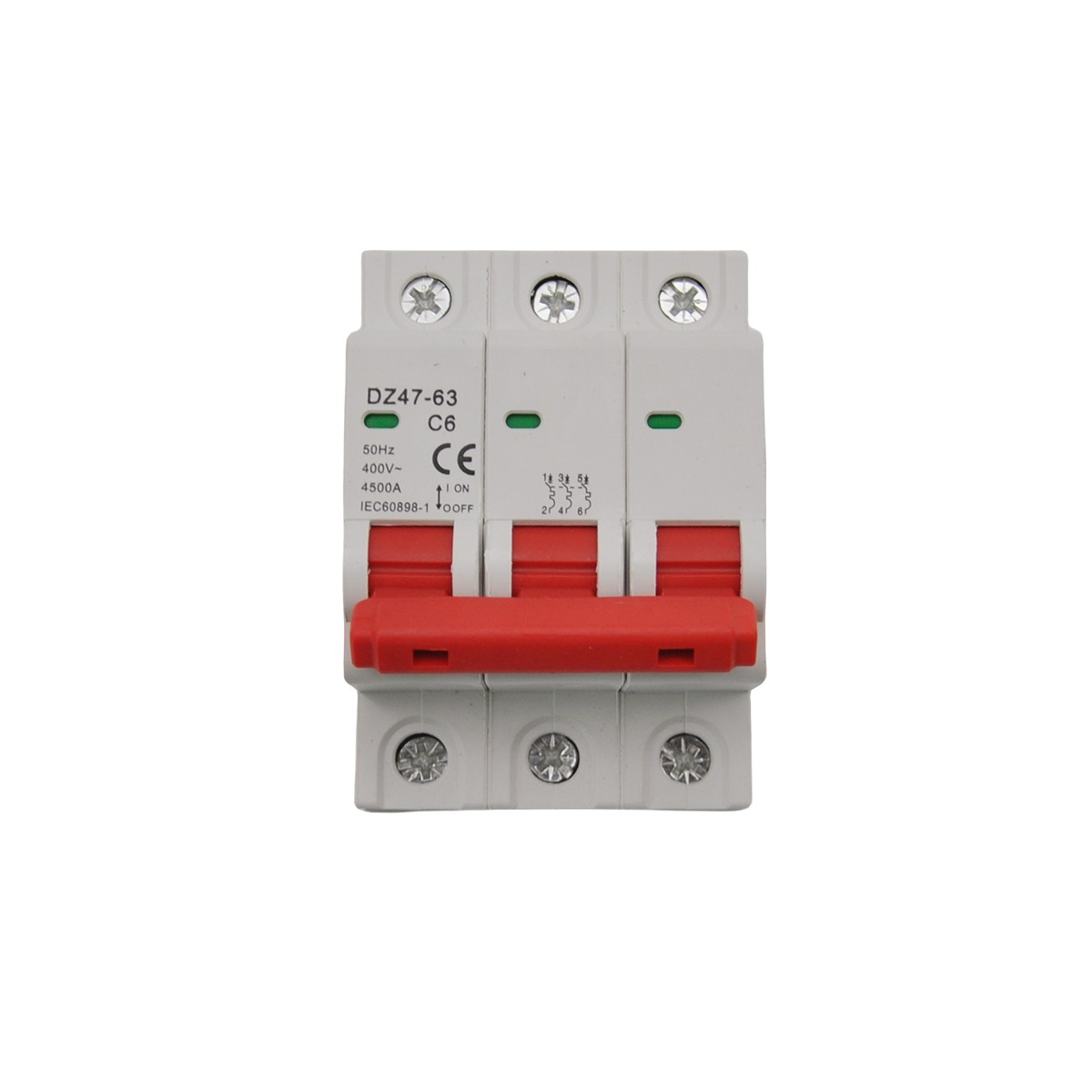 3P AC MCB Mini Circuit Breaker Type C 6 10 16 25 32 40 50 63 80 100 125Amp 400v