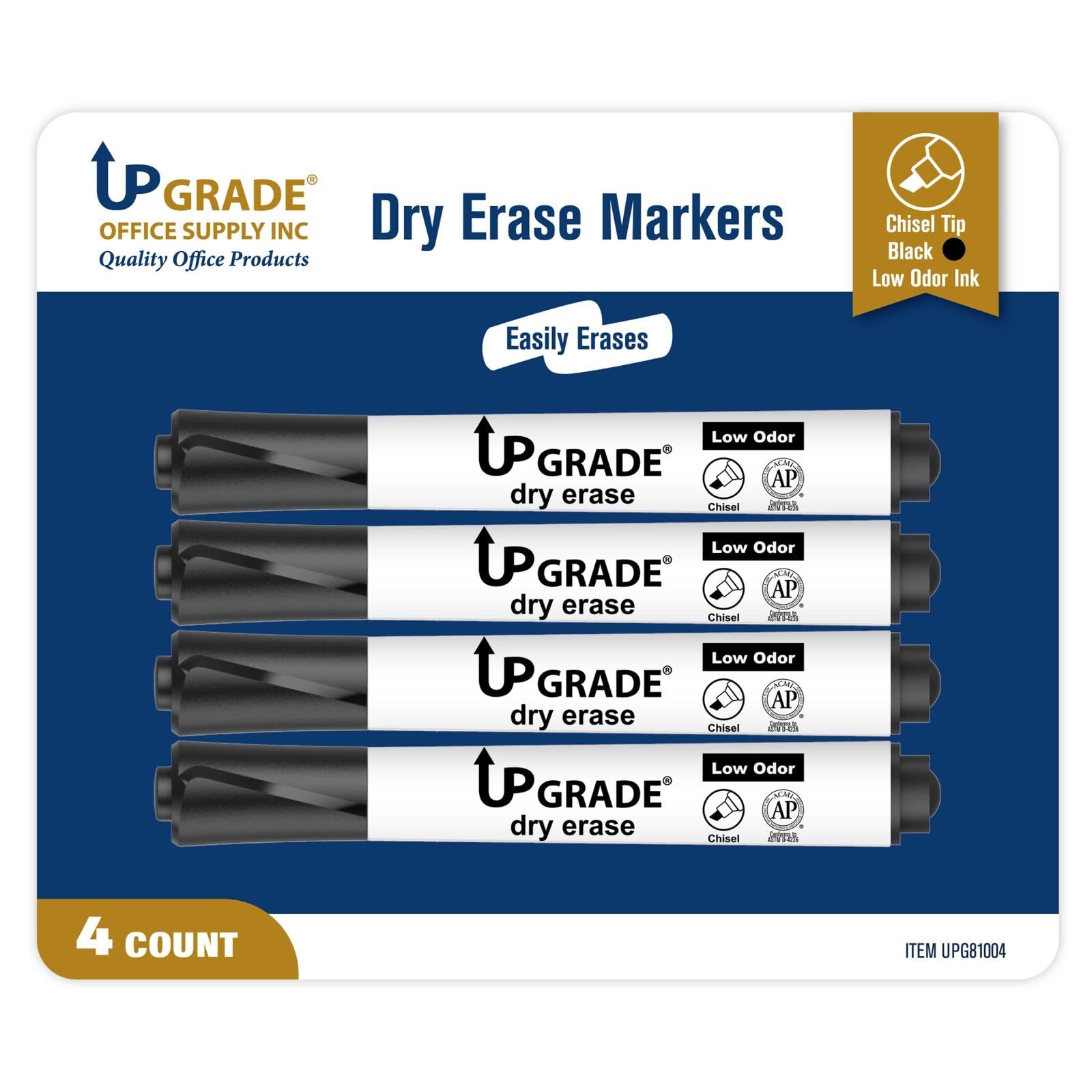 Upgrade Office Supply Dry Erase Markers, Black Low 1 Count (Pack of 4),
