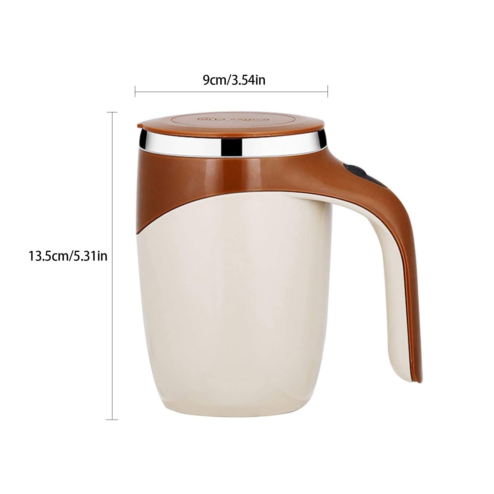 FOXNSK Automatic Magnetic Stirring Coffee Mug, 12.8 Ounces, F-battery Brown