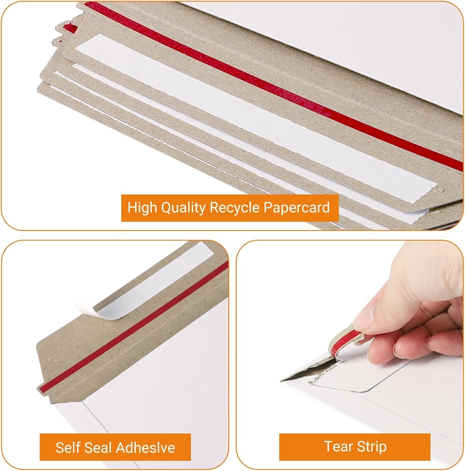 25-1000 6.5″ x 4.5″ Rigid Mailers Self Sealing Document Flats Cardboard Envelope