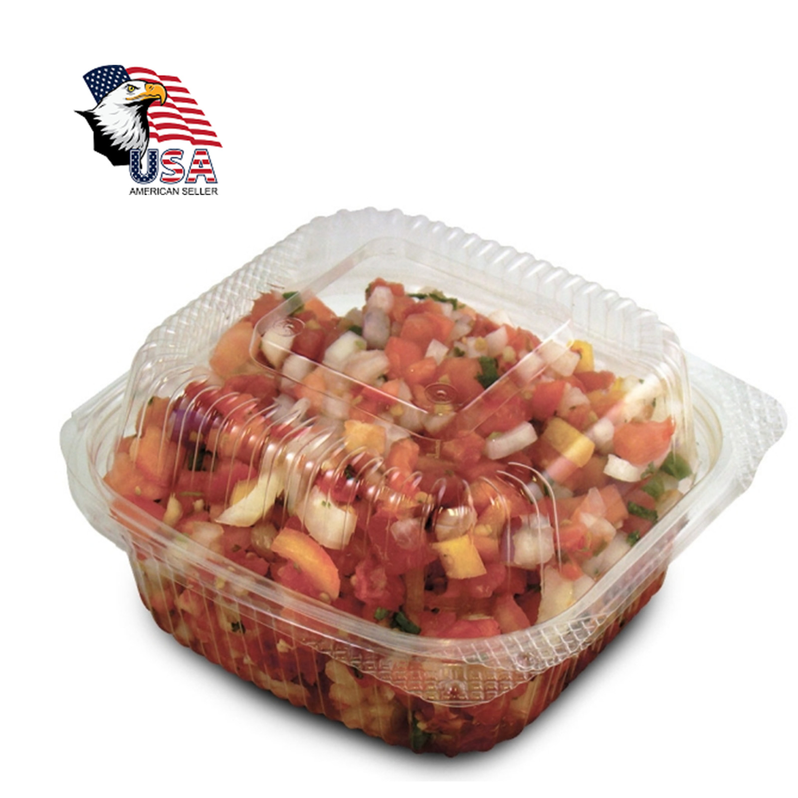 100 Pack-C57PST1 Clear 6″ Seal Hinged-Lid Plastic Containers For Food & Takeout