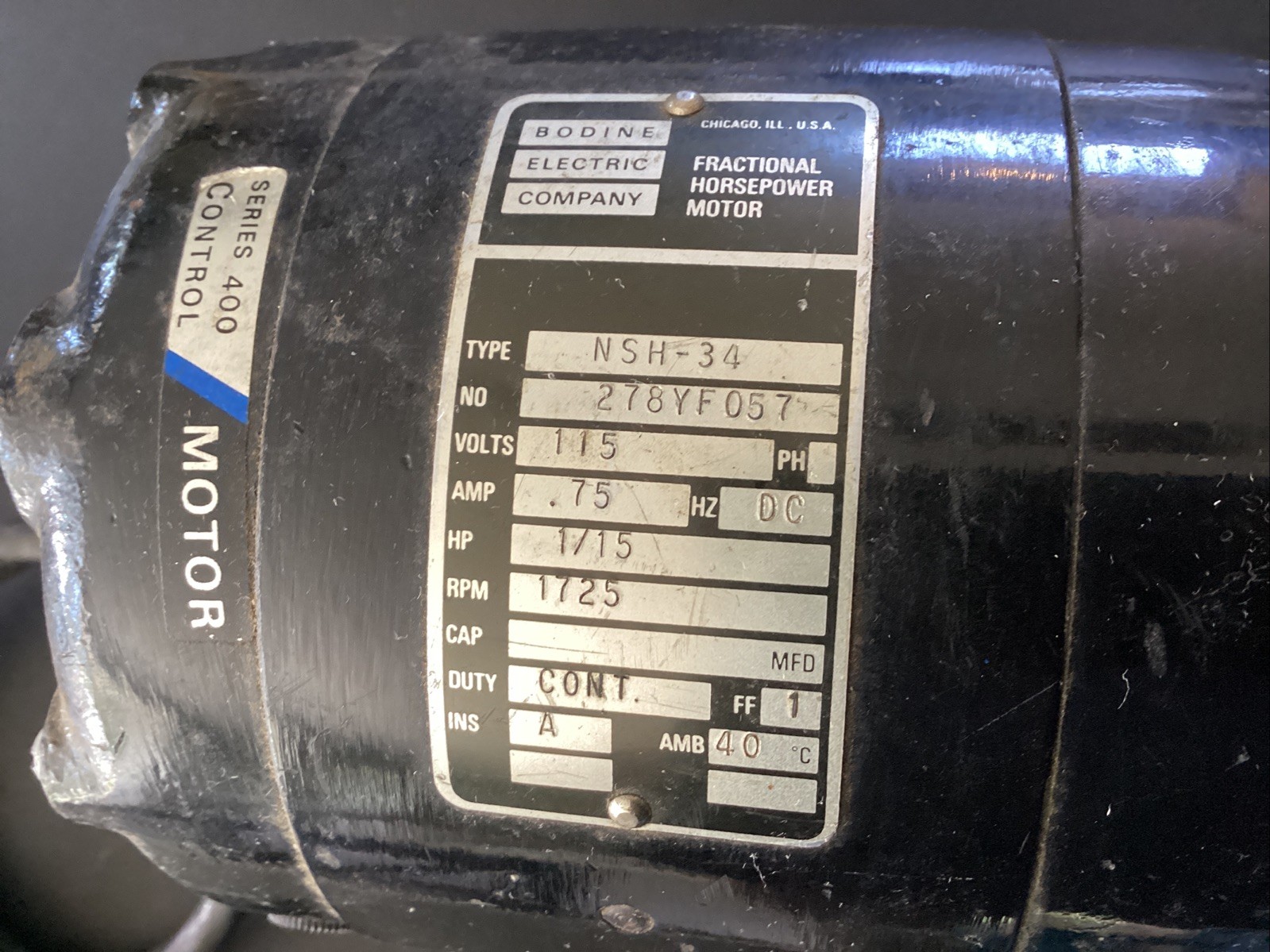 Bodine NSH-34 DC Fractional Motor 115V 1/15HP 1725RPM Reversible Tested