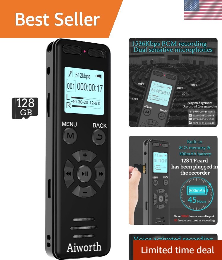 High-Quality 1536Kbps Digital Recorder – Password Protected & Variable Speed