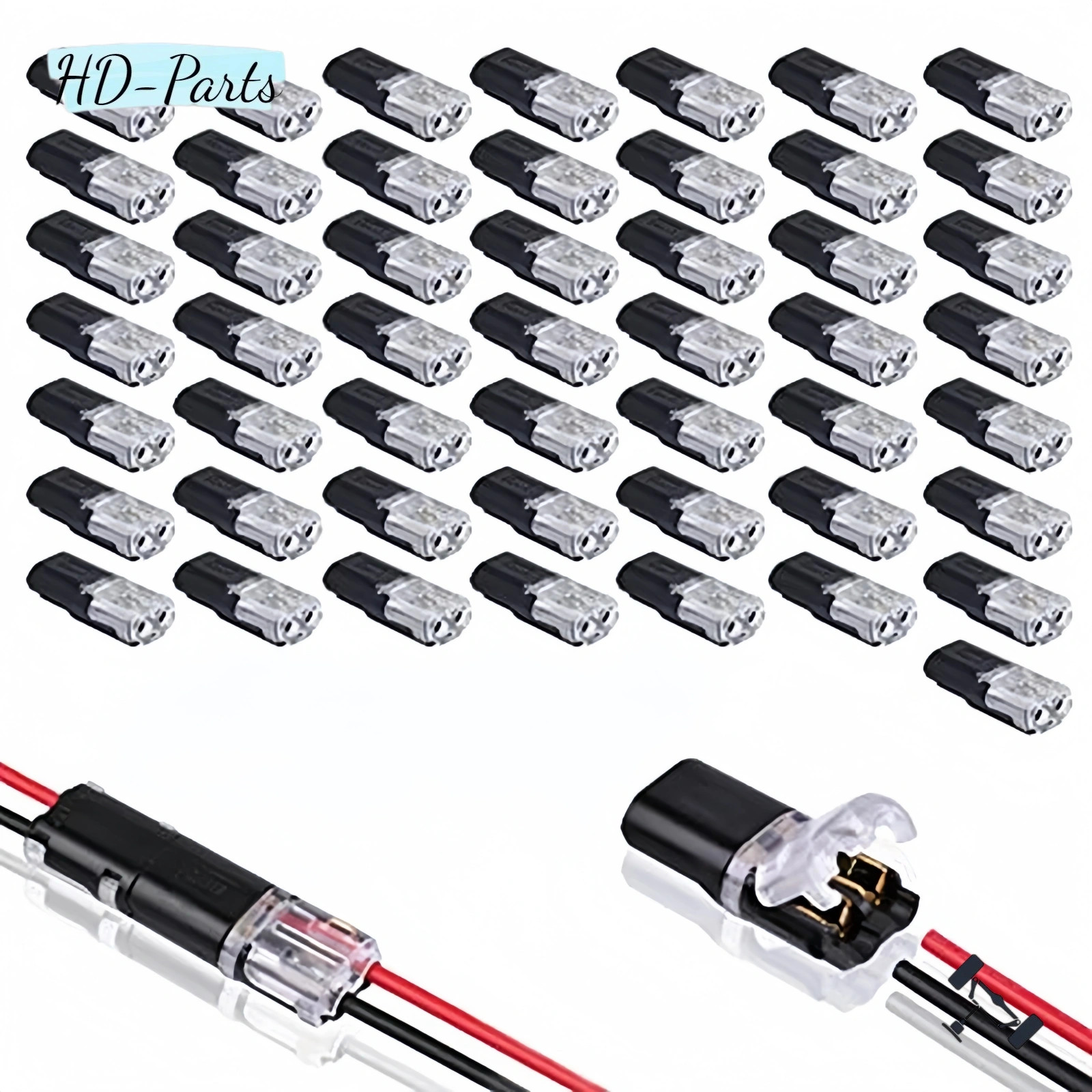50Pcs 2-Pin Wire Cable Snap Connectors 22-18 AWG For LED Strip Speaker Wiring