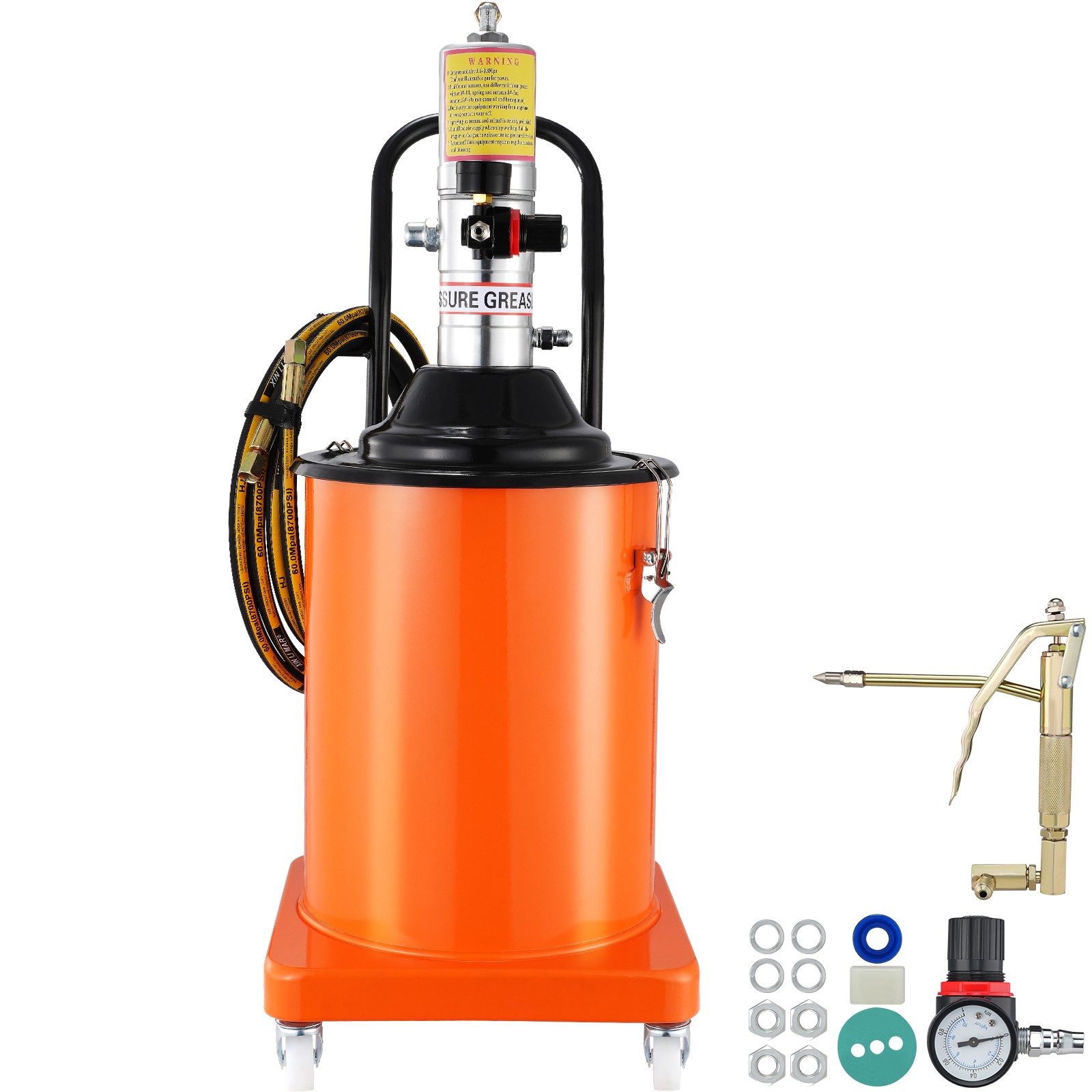 VEVOR Grease Pump Air Operated Grease Pump 5 Gallon 13 ft Hose Grease Bucket
