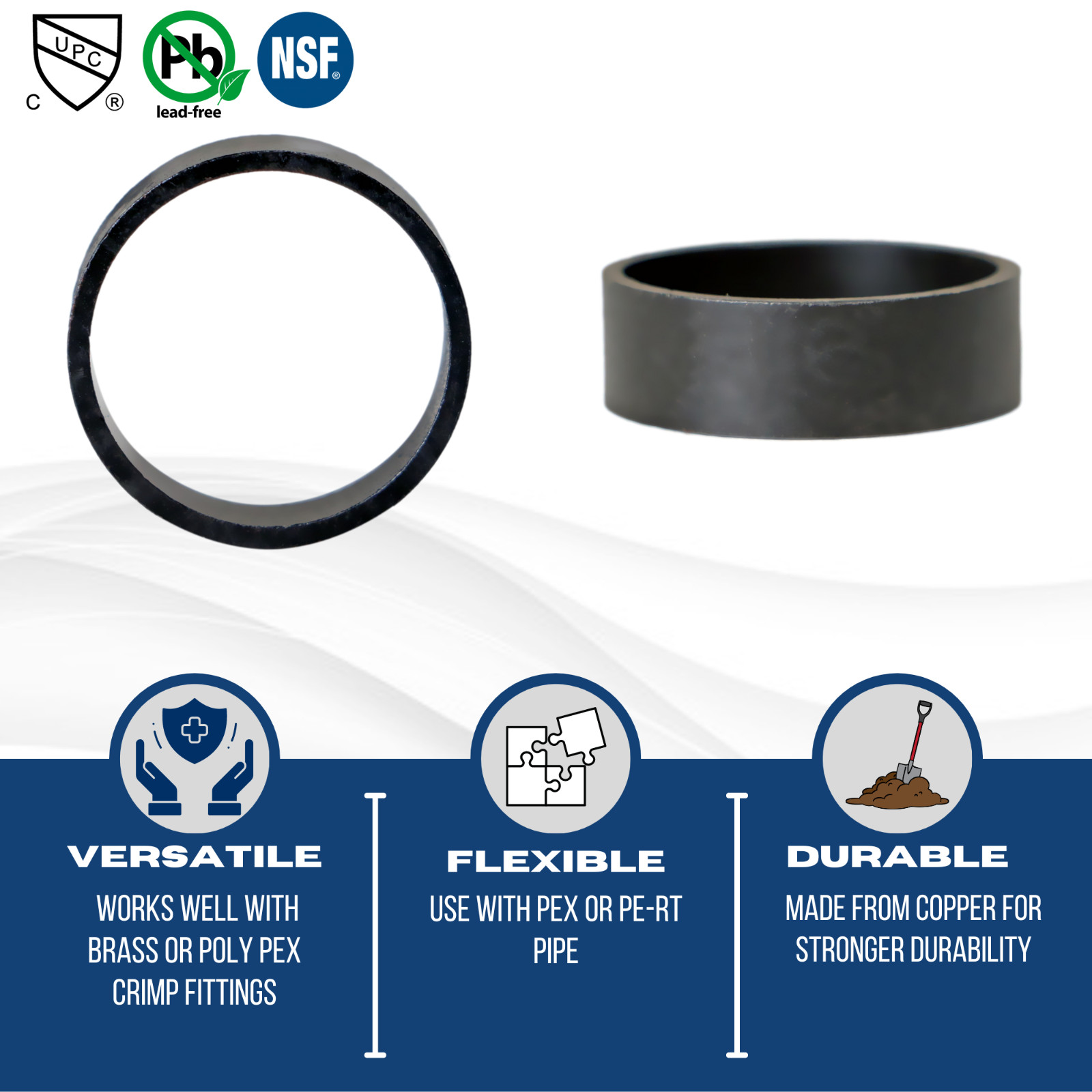 100 Pcs 1″ Pex Copper Ring, 1 Inch Pex Ring, One Inch Pex B Crimp Ring Lead Free