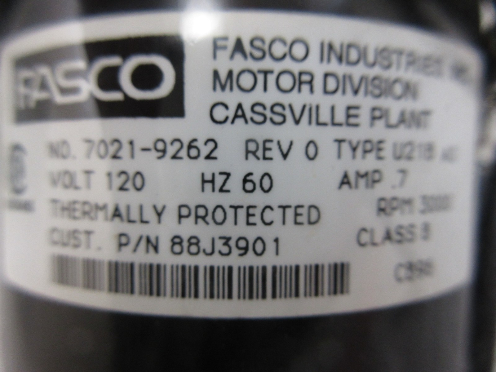 LENNOX 11K95 88J3901 FASCO 7021-9262 INDUCER BLOWER W/ PRES. SWITCH 71J3301
