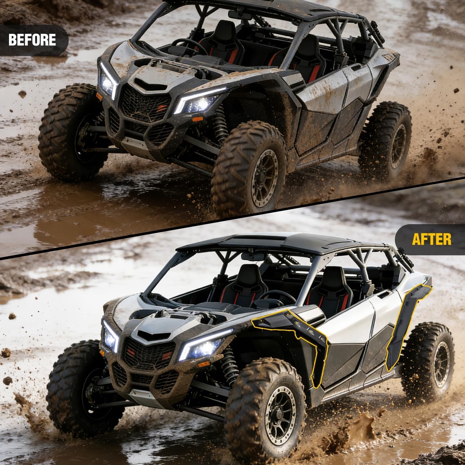 Nilight Front & Rear Extended Fender Flares Compatible with Can-Am Maverick X…