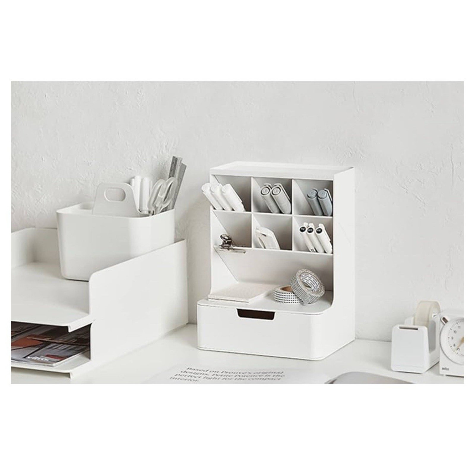 Organizer Office Supplies Desk Cosmetic Storage White