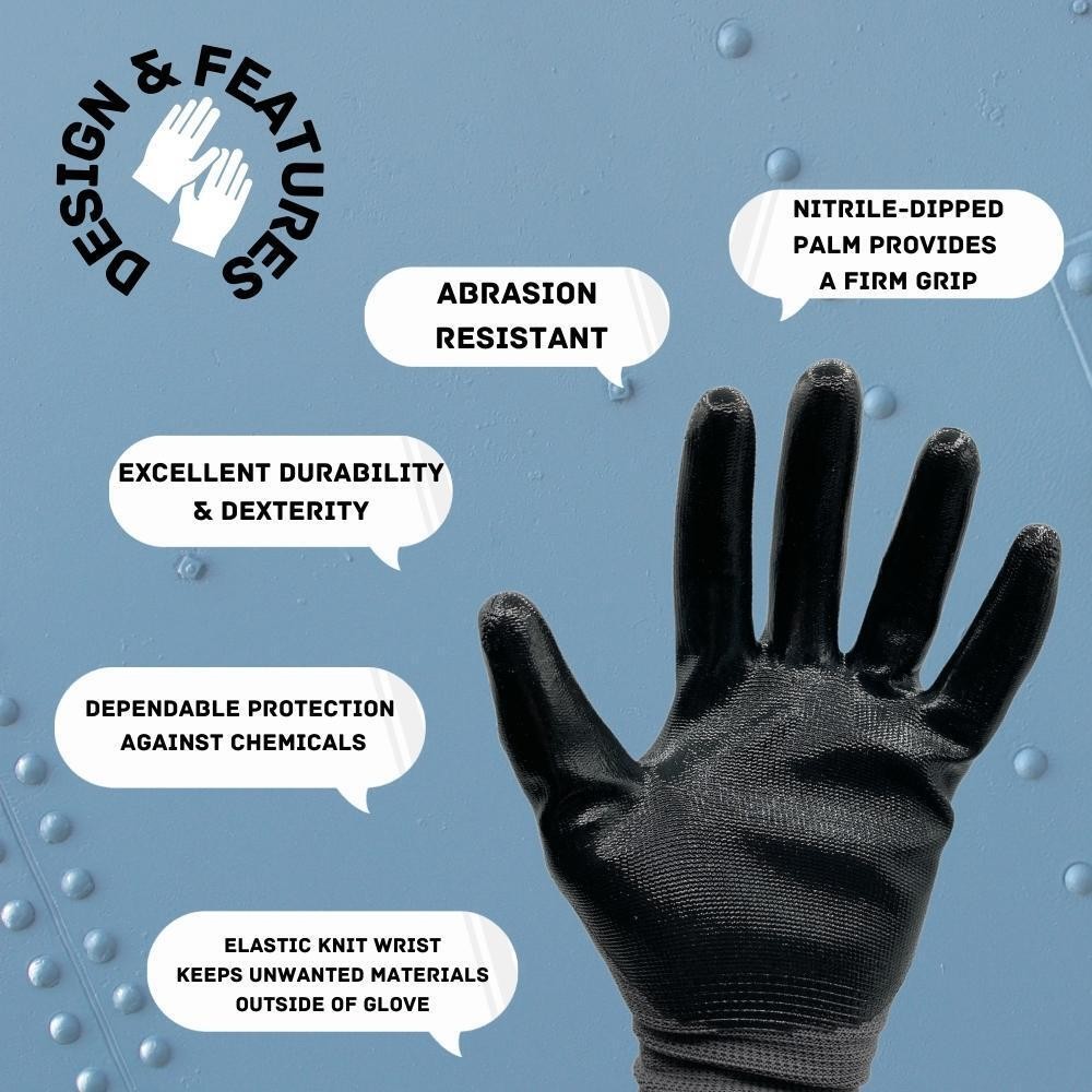 Grey Dipped Gloves Nitrile Nylon Industrial Work Gloves Large 240 Pairs
