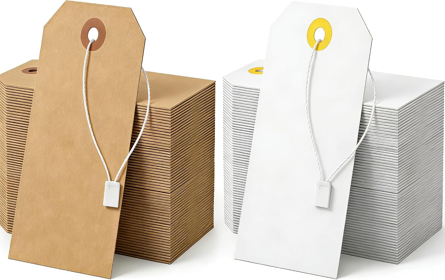 100 Pack Shipping Tags with Strings Included, Blank Hang Tags 4 3/4″ x 2 3/8″, A