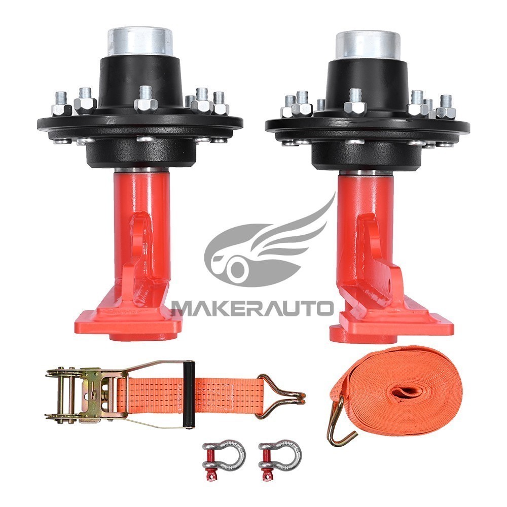2Pack Shipping Container Wheels 8×6.5 Lug Wheels Kit with Ratchet Strap US