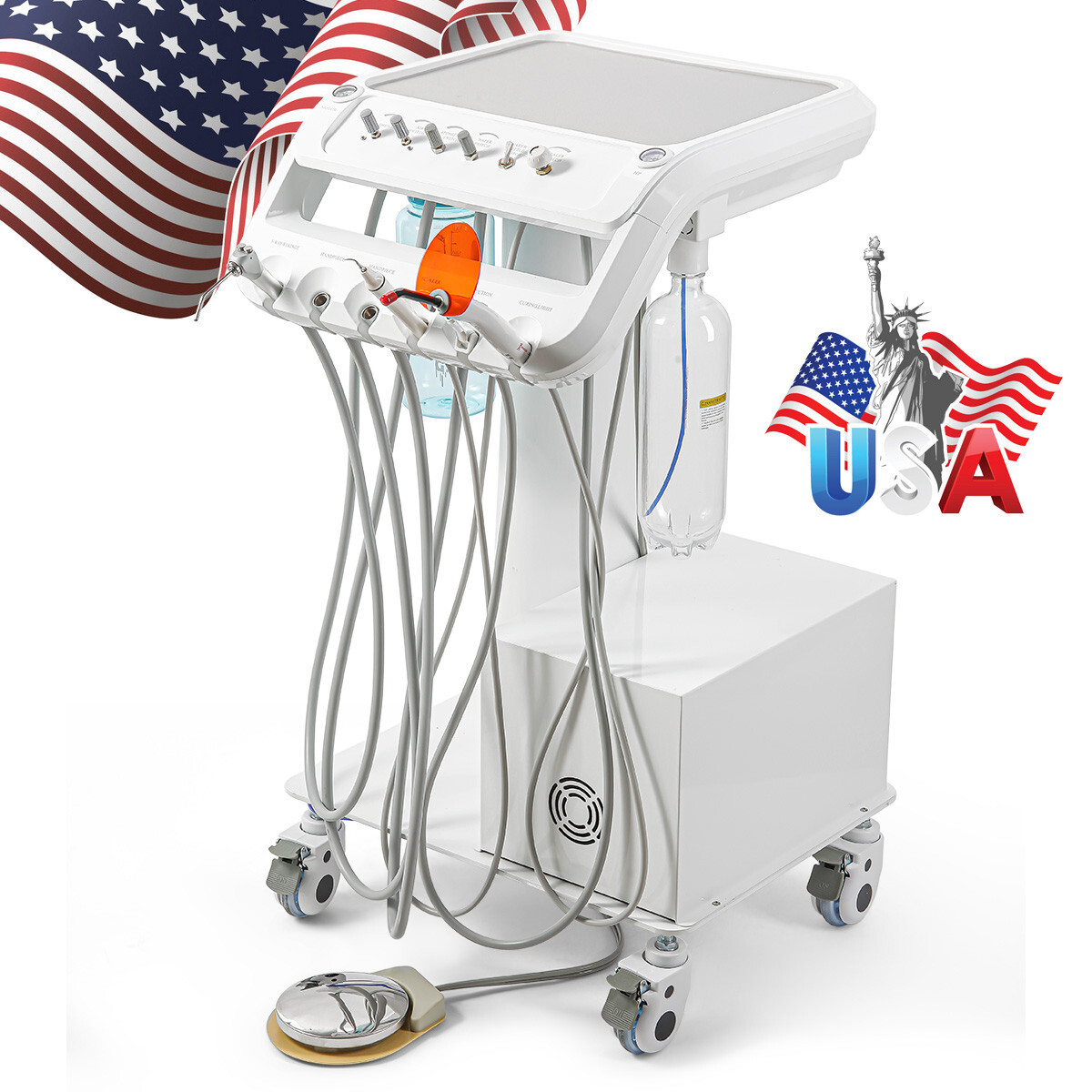 Portable Dental Delivery Unit Air Compressor Suction Unit 4 Holes /Handpiece Kit