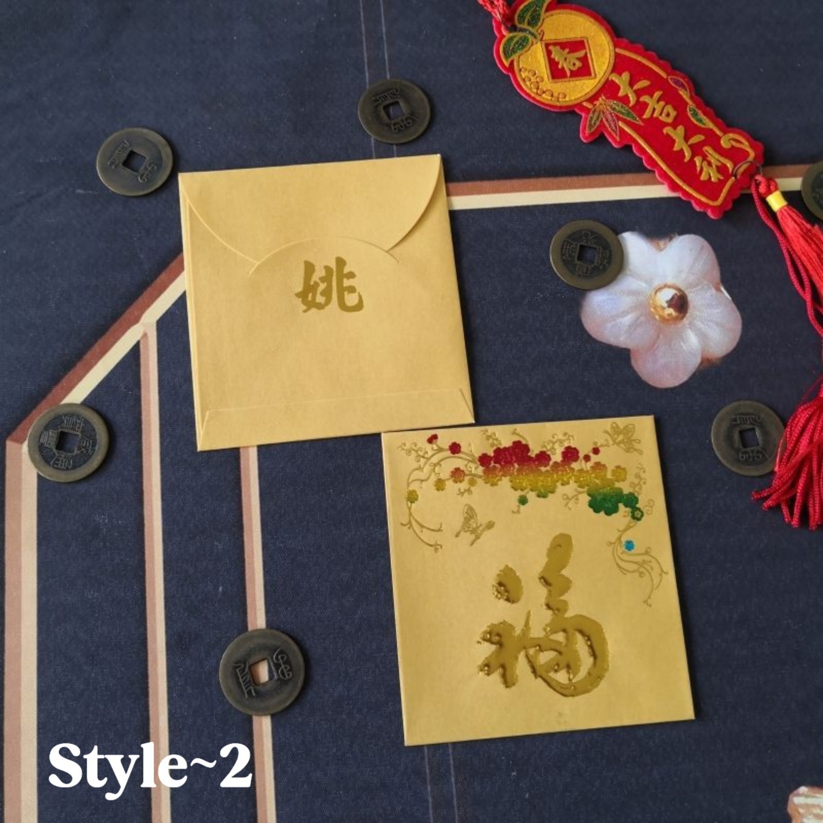 Custom 25pcs Gold Foil Hong Kong Surname Red Envelope Lucky Money Gift Packet
