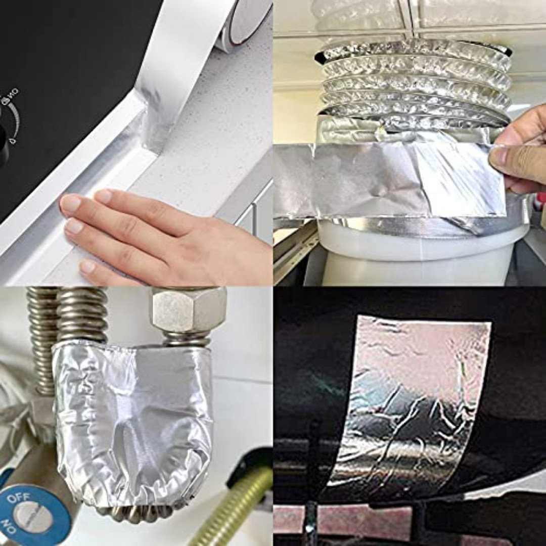 Aluminum Foil Tape 2″ x 65ft | 3.9 Mil High-Temp HVAC Tape for Ductwork & Vents