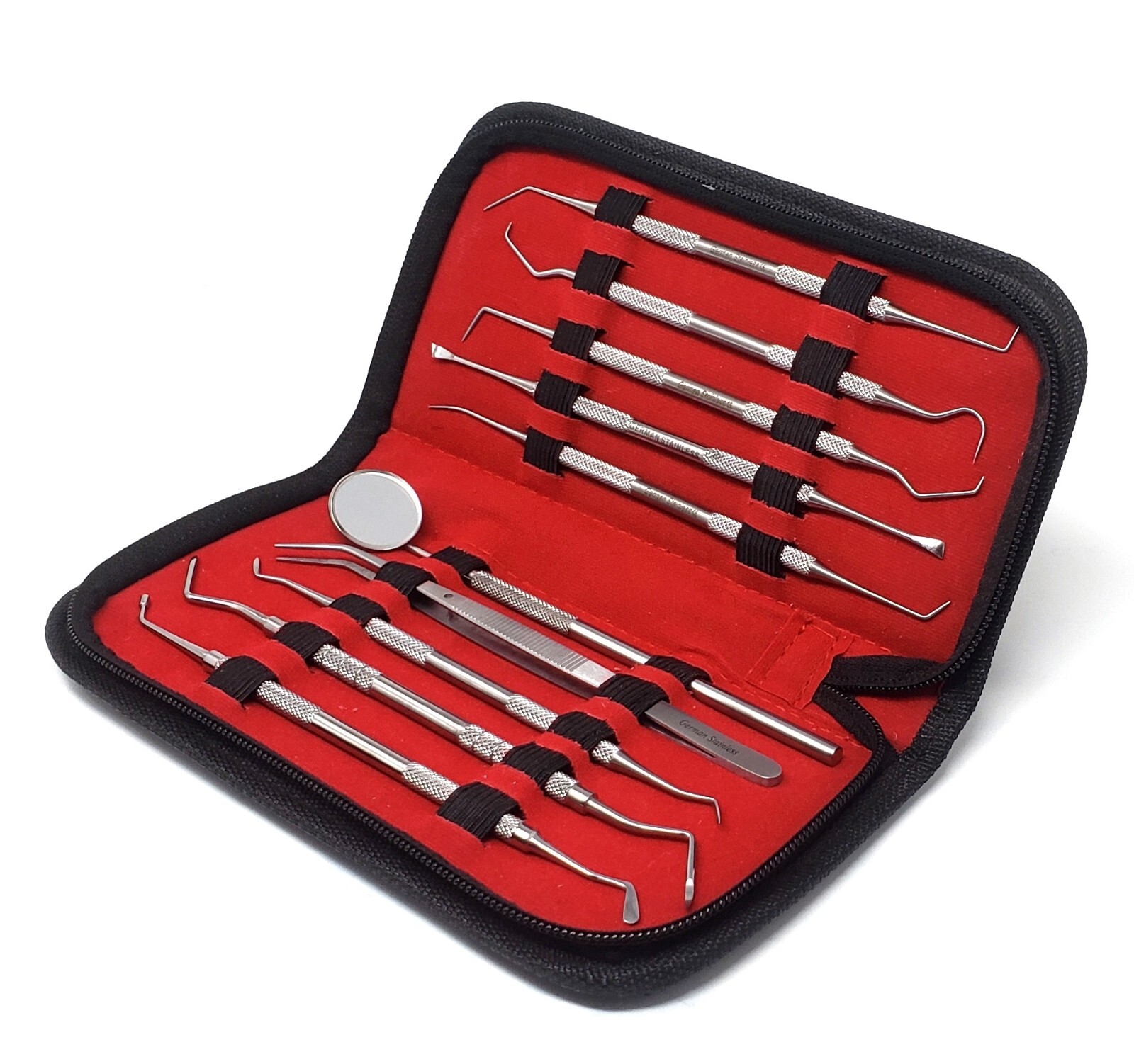 10 Basic Dental Instruments Set Tweezer Explorer Mirror Plier German Grade