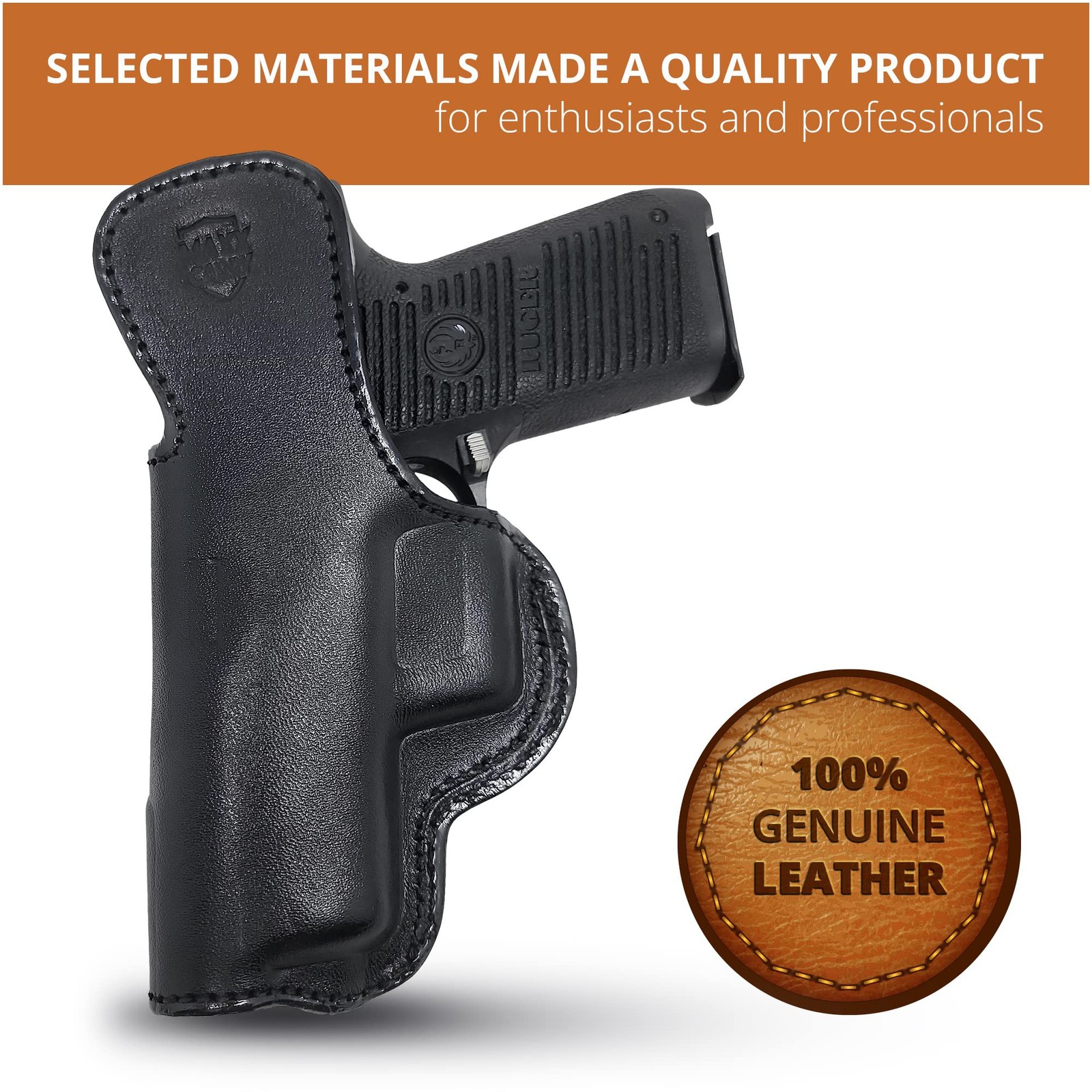 Black Leather Inside The Waistband Holster. Right Hand IWB Concealed Gun Hols…