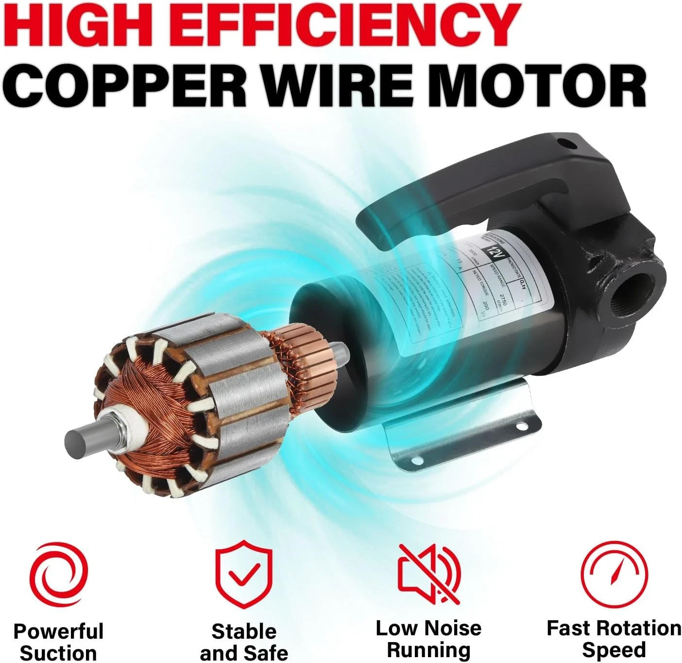 Diesel Fuel Transfer Pump Kit, 12V Electric Self-Priming Transfer Pump Kit with