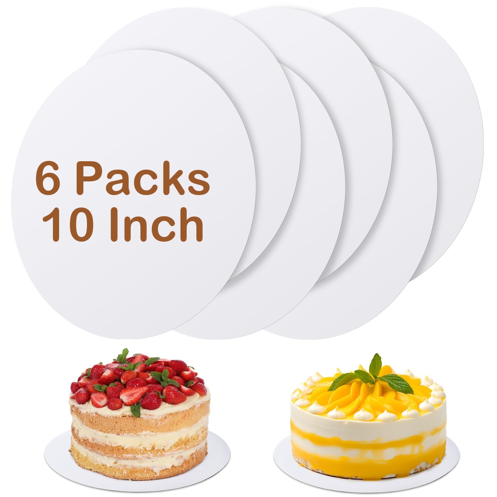 6 Pcs White Round Cake Boards 10 Inch Circle Cake Base