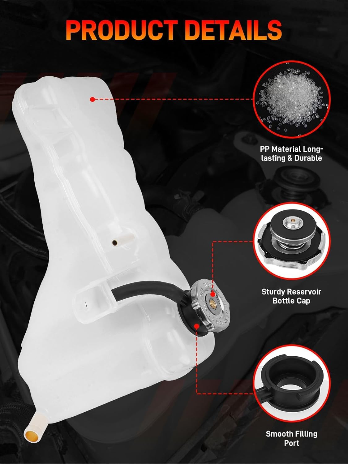 603-380 Engine Coolant Reservoir Tank w/ Cap Dodge Charger Chrysler 300 2011-23