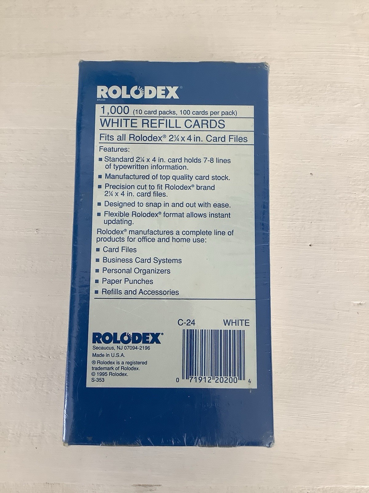 Rolodex C24 Blank White Unruled 2.25″ x 4″ Refill Cards 1000 Cards Total NEW