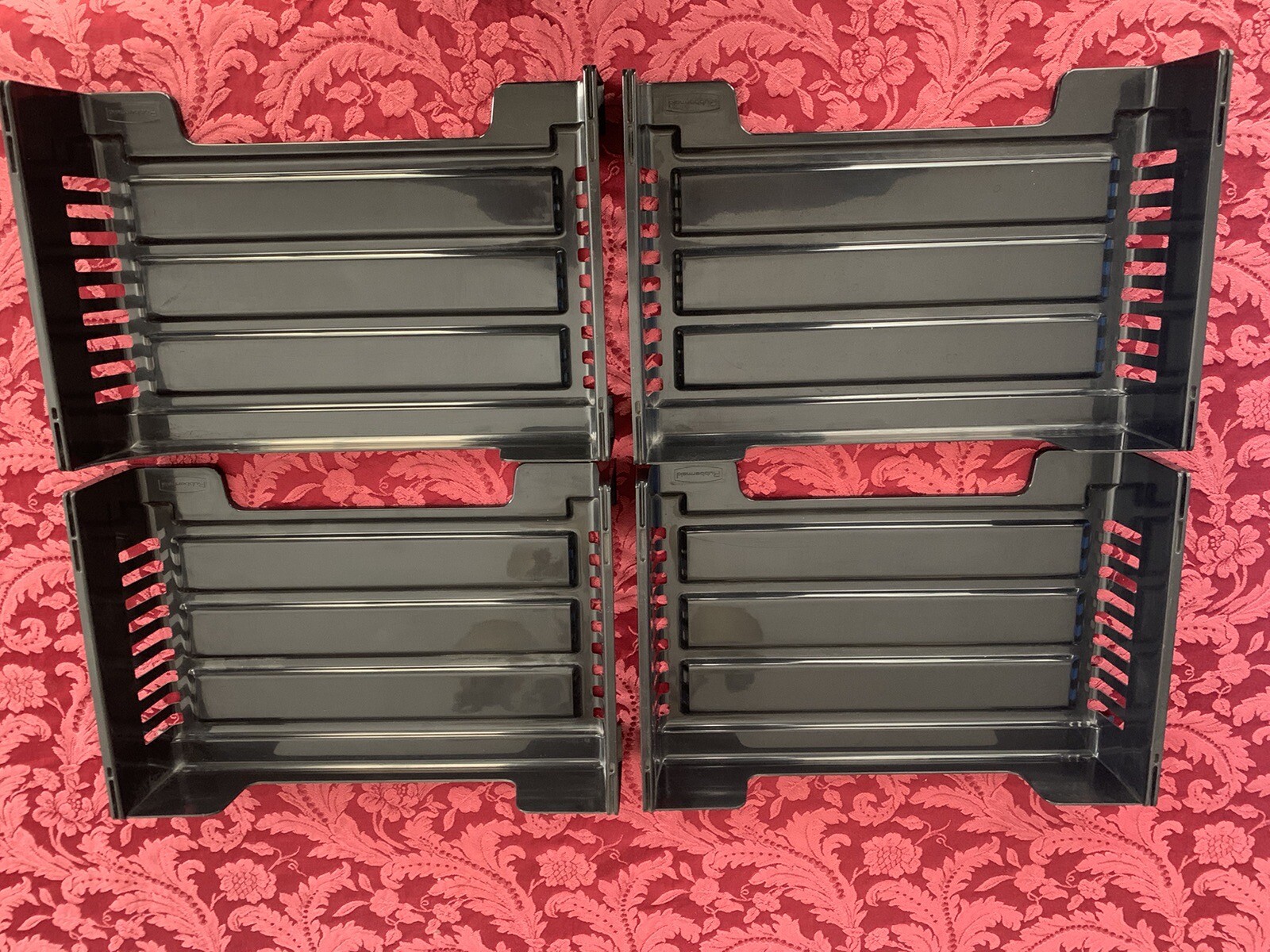 4 Stackable Letter Paper Trays, Desk File Organizer Rubbermaid – 4 trays, used