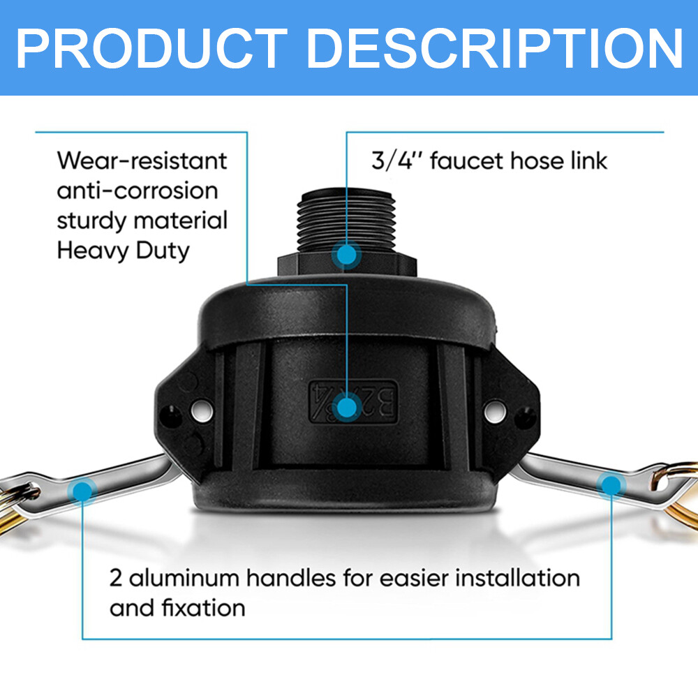 275 330 Gallon IBC Tote Water Tank Drain Adapter 2″Cam Lock for 3/4″ Garden Hose