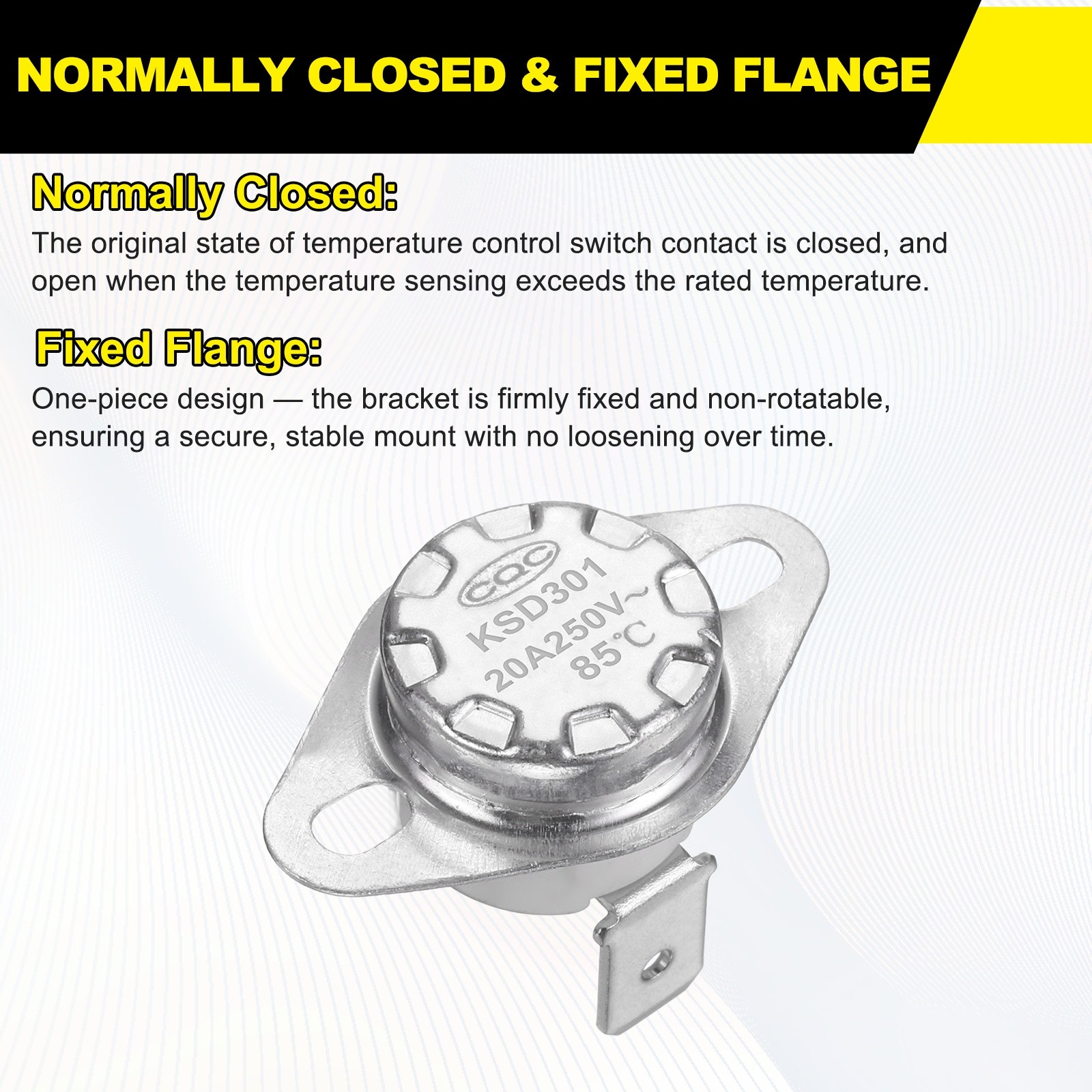 2Pcs KSD301 Thermostat 85°C/185°F 20A 250V Normally Closed N.C Switch, Ceramic
